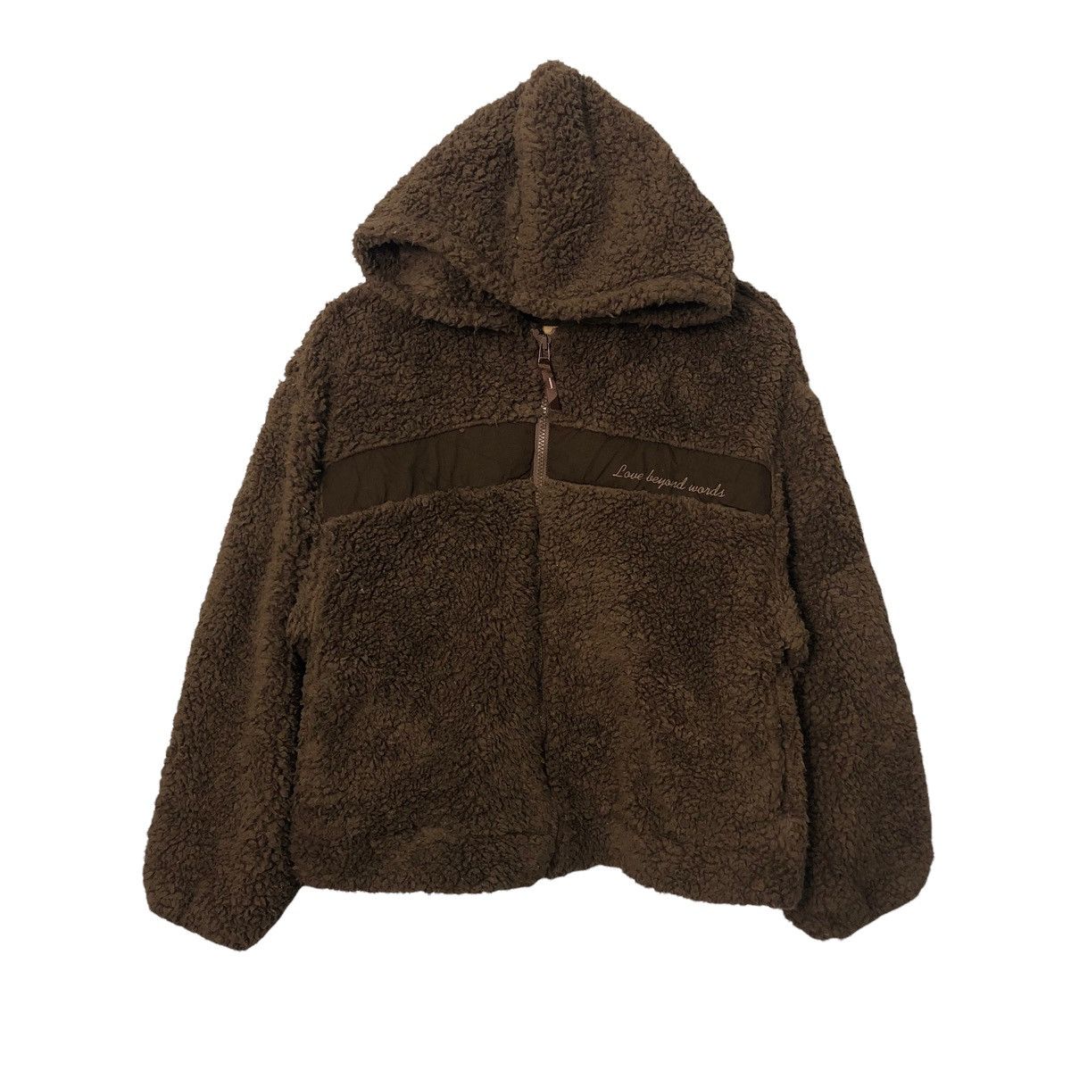 image of Vintage Leahmatin Zipper Ups Hoodie Fleece Jacket in Brown, Men's (Size Medium)