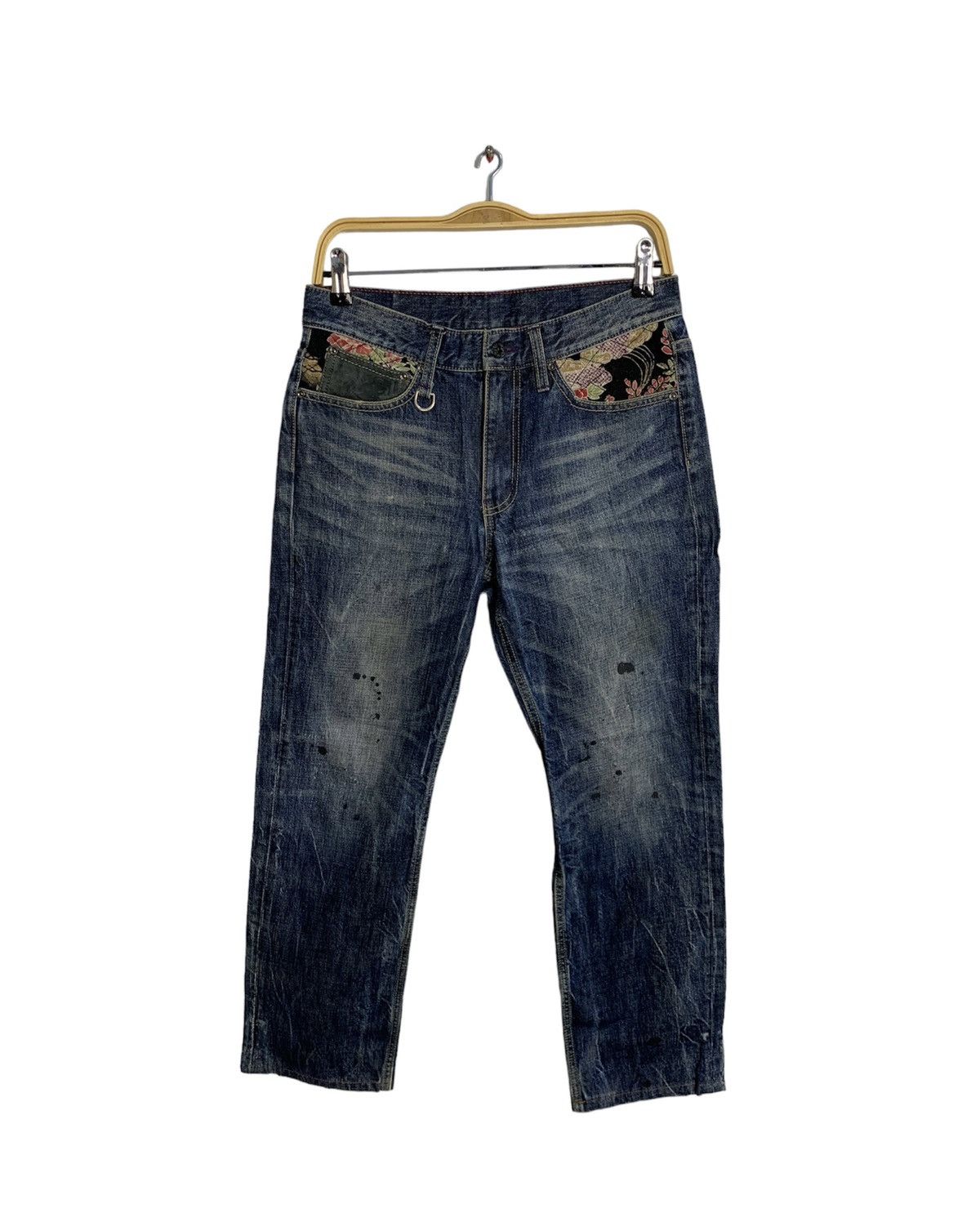 Takeo Kikuchi The Shop TK Mixpiece Japanese Art Leather Pocket Denim Jeans Size US 30 / EU 46 - 2 Thumbnail