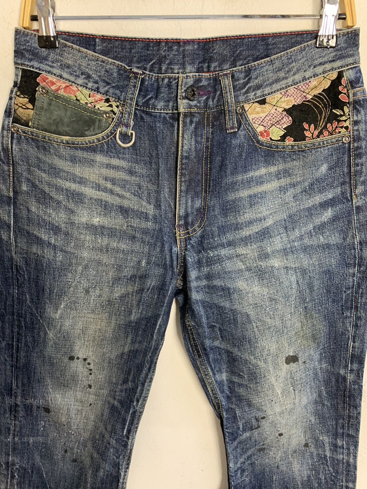 Takeo Kikuchi The Shop TK Mixpiece Japanese Art Leather Pocket Denim Jeans Size US 30 / EU 46 - 3 Thumbnail