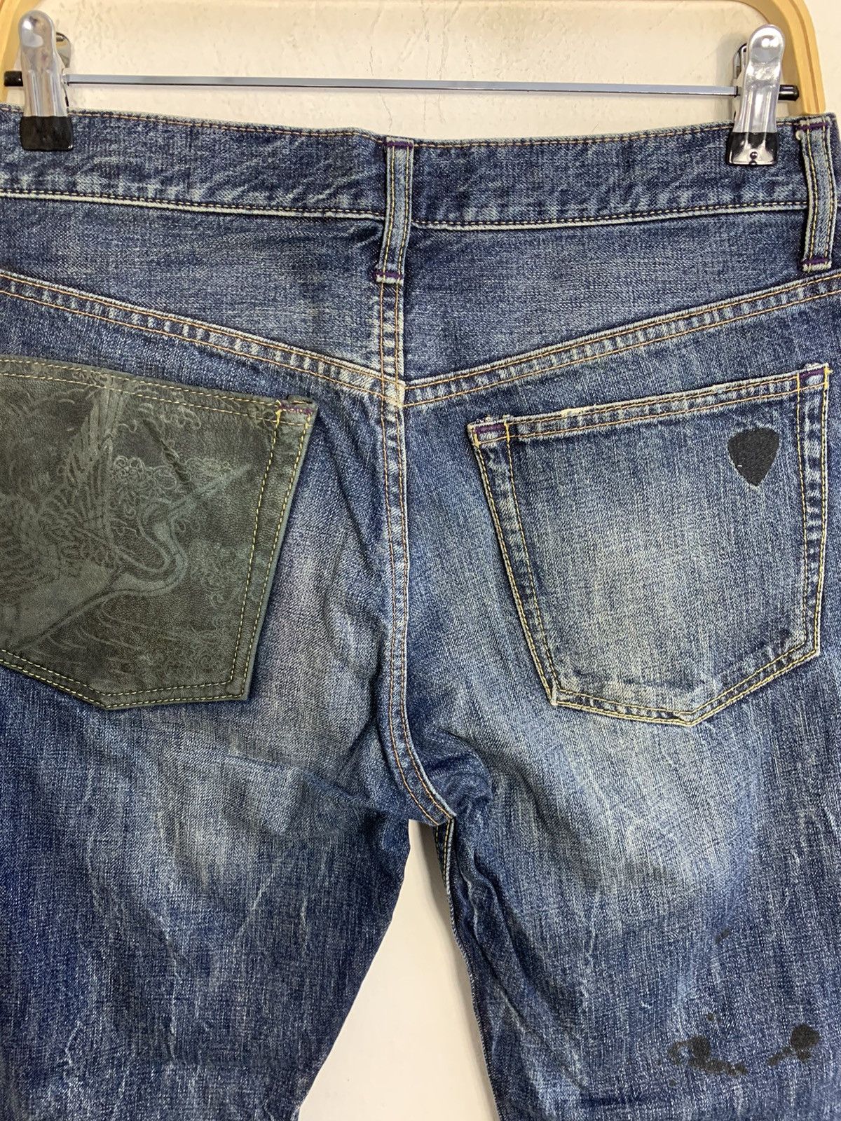 Takeo Kikuchi The Shop TK Mixpiece Japanese Art Leather Pocket Denim Jeans Size US 30 / EU 46 - 4 Thumbnail