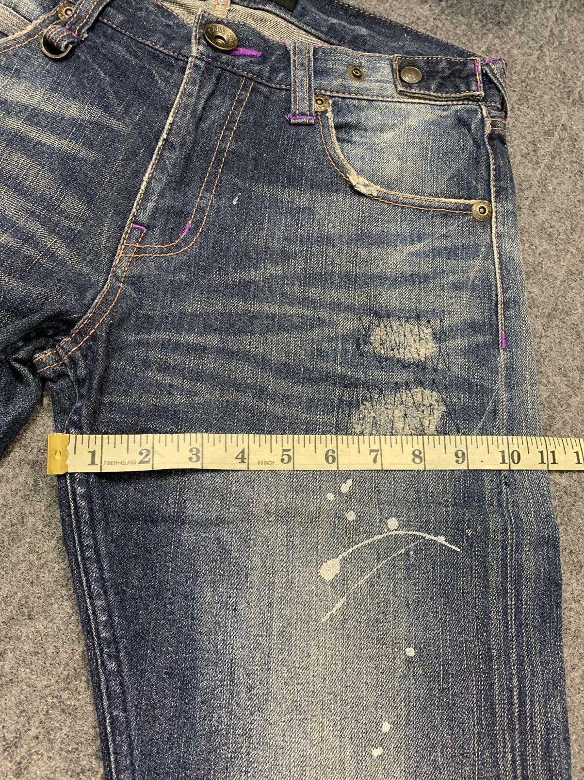 Karl Kani × Vintage 90s Karl Kani Gold Distressed Paint Spalsh Indigo Denim Size US 32 / EU 48 - 10 Thumbnail