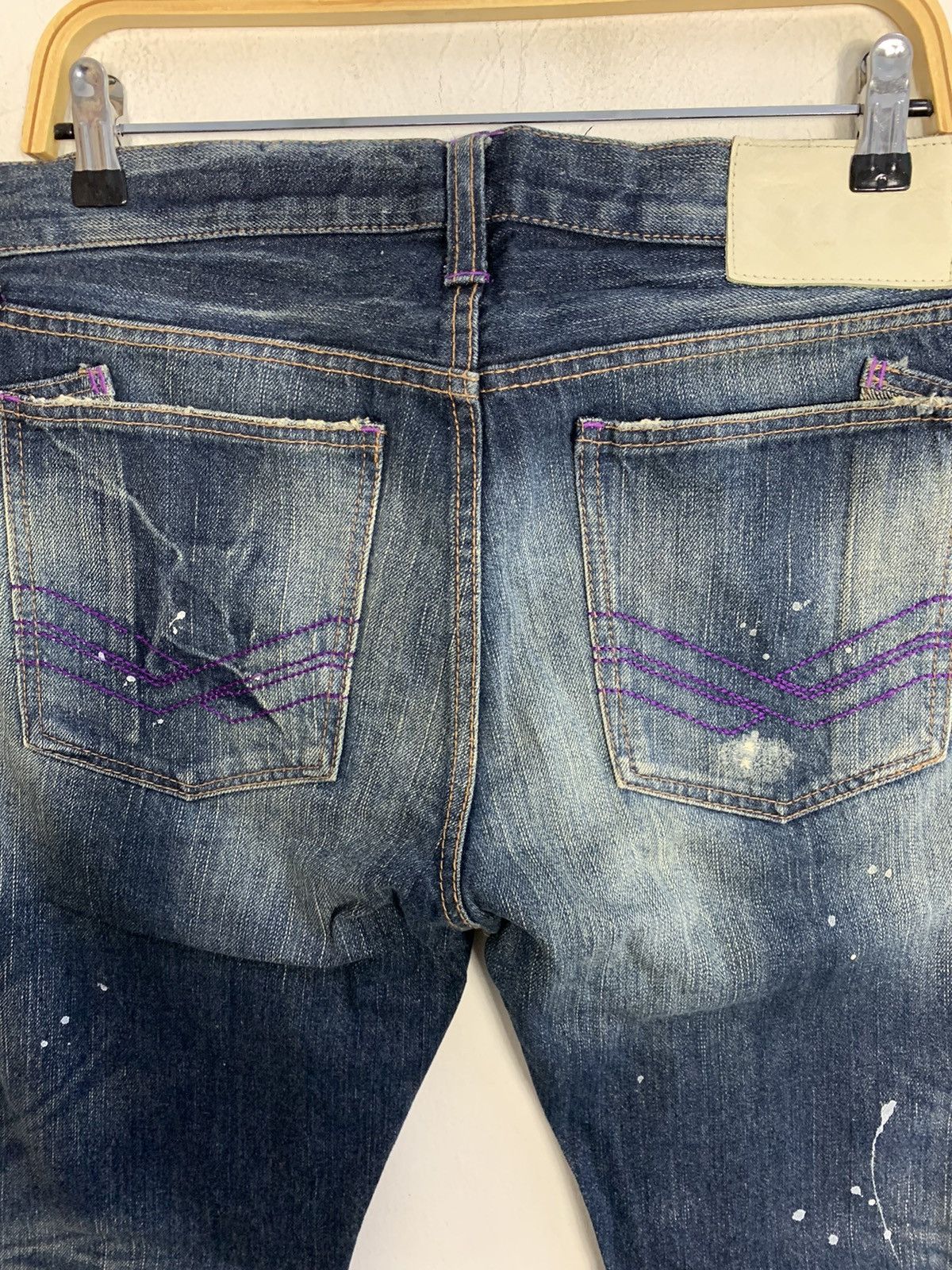 Karl Kani × Vintage 90s Karl Kani Gold Distressed Paint Spalsh Indigo Denim Size US 32 / EU 48 - 4 Thumbnail