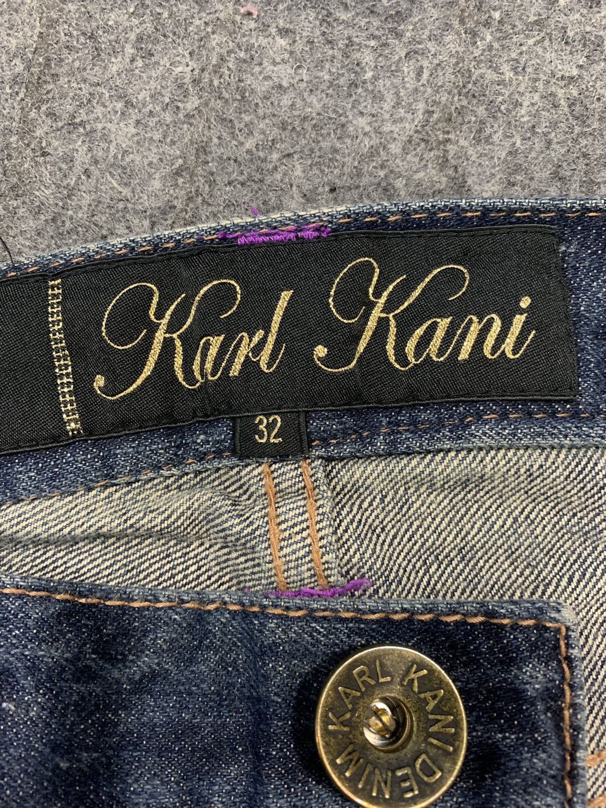 Karl Kani × Vintage 90s Karl Kani Gold Distressed Paint Spalsh Indigo Denim Size US 32 / EU 48 - 7 Thumbnail