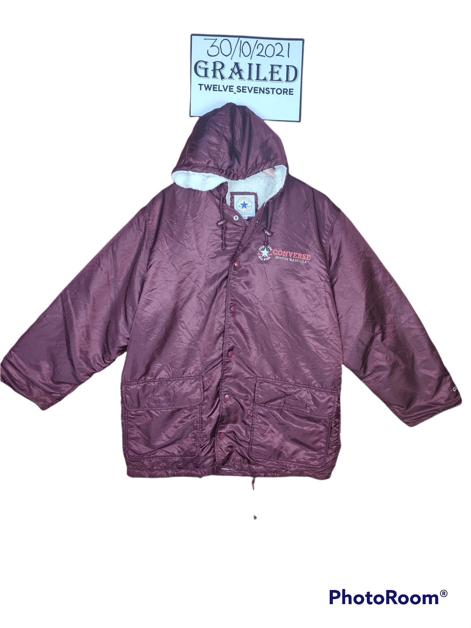 Converse × Vintage Converse Big Logo Sherpa Parkas Hoodie Jacket Size US M / EU 48-50 / 2 - 1 Thumbnail