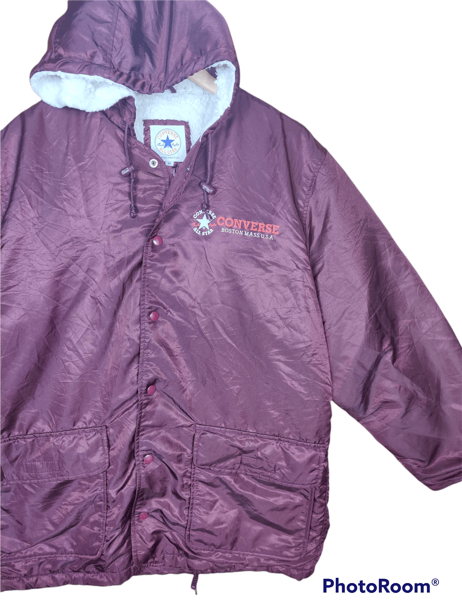 Converse × Vintage Converse Big Logo Sherpa Parkas Hoodie Jacket Size US M / EU 48-50 / 2 - 2 Thumbnail