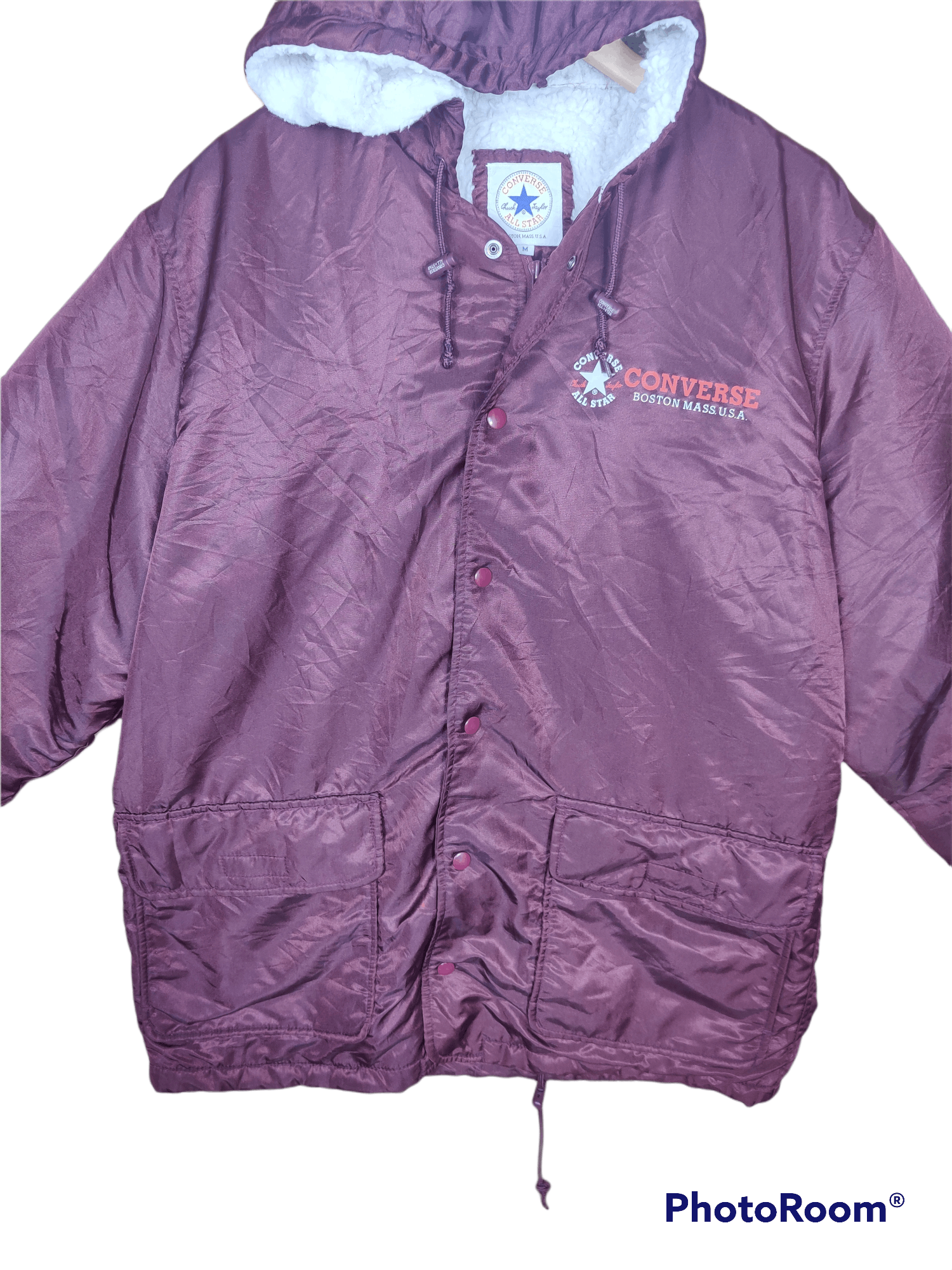Converse × Vintage Converse Big Logo Sherpa Parkas Hoodie Jacket Size US M / EU 48-50 / 2 - 4 Thumbnail