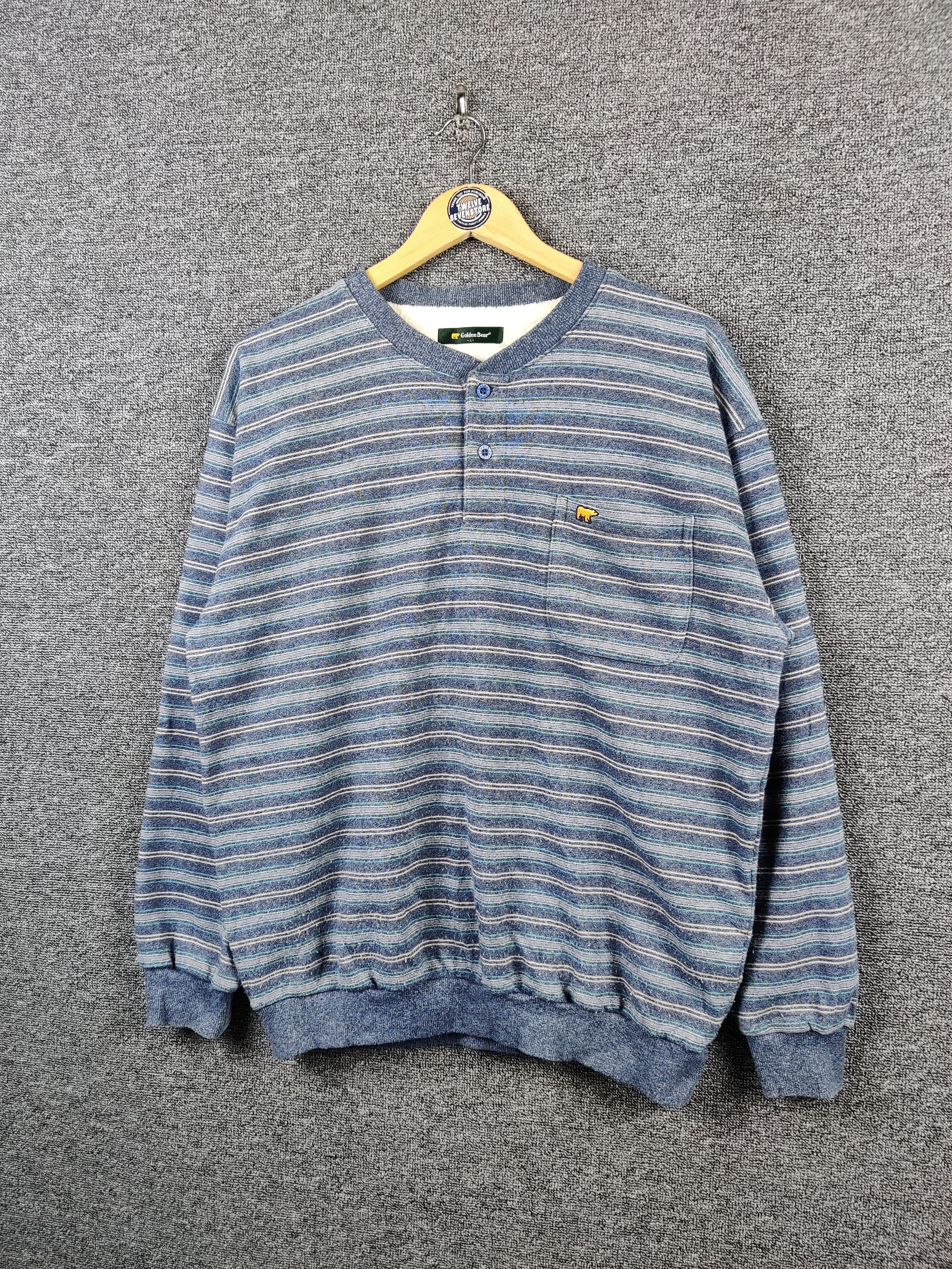 Golden Bear × Vintage Golden Bear Striped Single Pocket Crewneck Sweatshirt Size US L / EU 52-54 / 3 - 2 Thumbnail