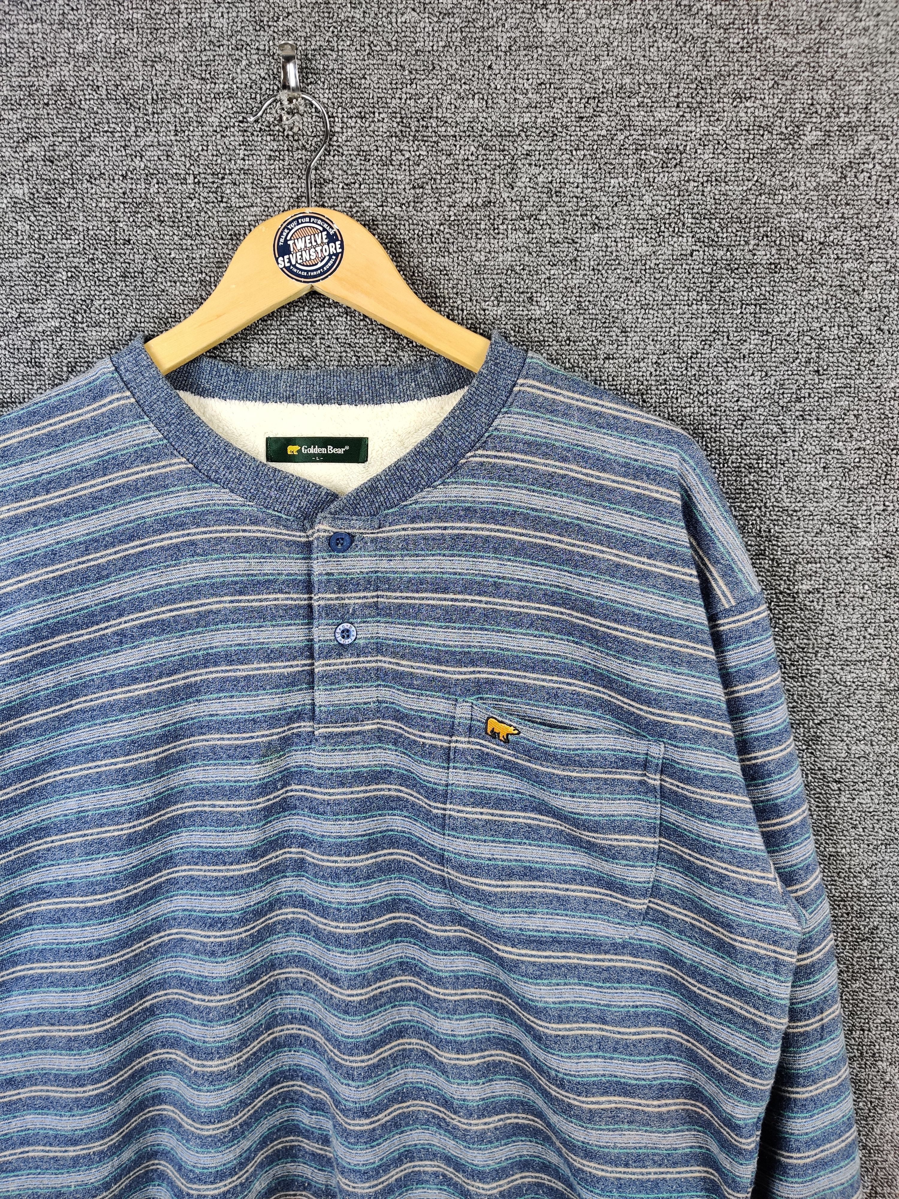 Golden Bear × Vintage Golden Bear Striped Single Pocket Crewneck Sweatshirt Size US L / EU 52-54 / 3 - 4 Thumbnail