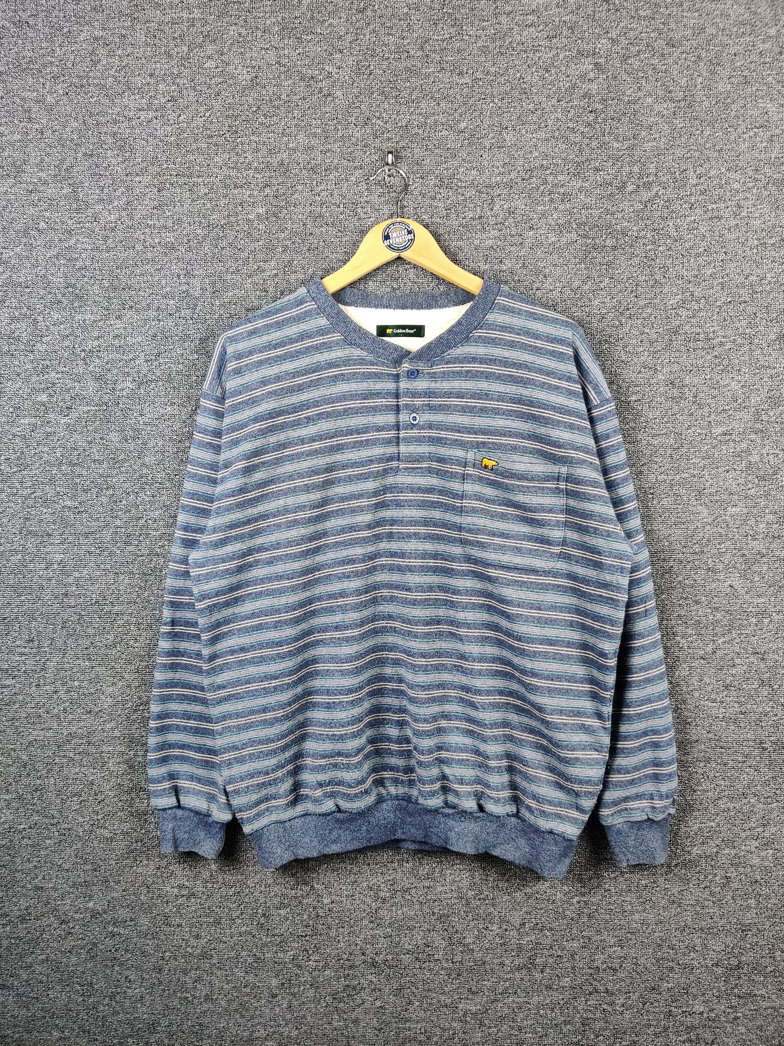 Golden Bear × Vintage Golden Bear Striped Single Pocket Crewneck Sweatshirt Size US L / EU 52-54 / 3 - 1 Thumbnail