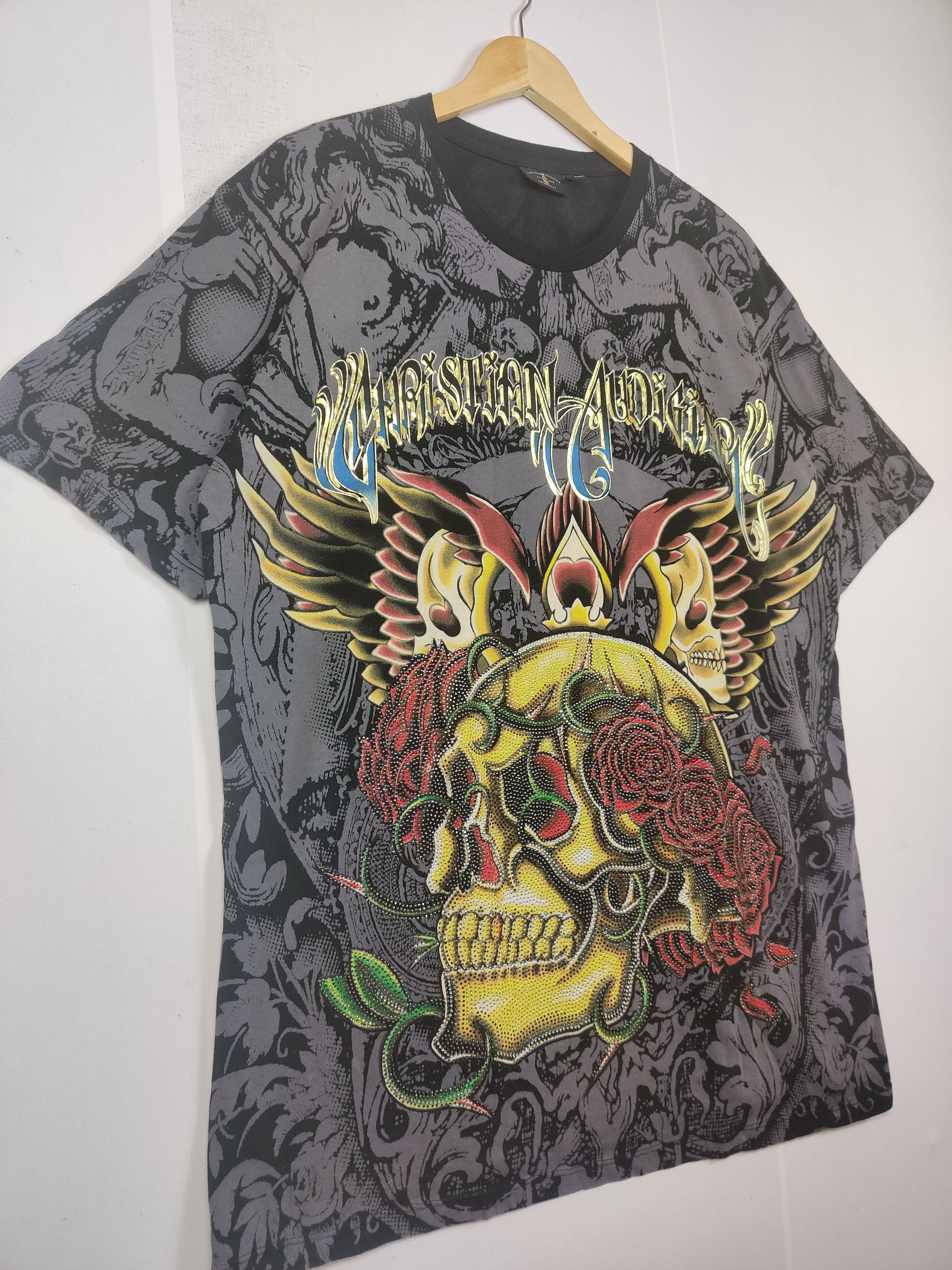 Christian Audigier Christian Audigier Ed Hardy Skull Tee Tshirt Size US XL / EU 56 / 4 - 4 Thumbnail