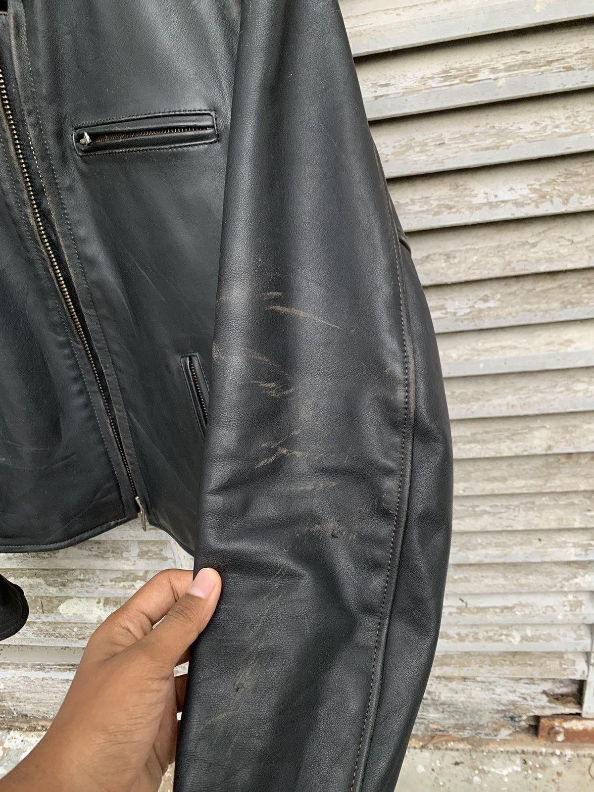 Vintage 🪖Vintage TRICKY DETROIT STYLE Leather Jacket Size US S / EU 44-46 / 1 - 12 Thumbnail