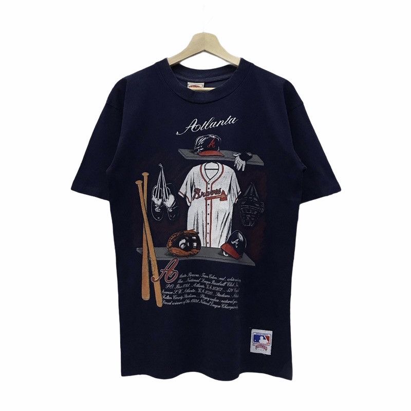 MLB × Nutmeg × Vintage Rare Vintage 1992 MLB Atlanta Spellout Embroidery Tee Size US M / EU 48-50 / 2 - 1 Thumbnail