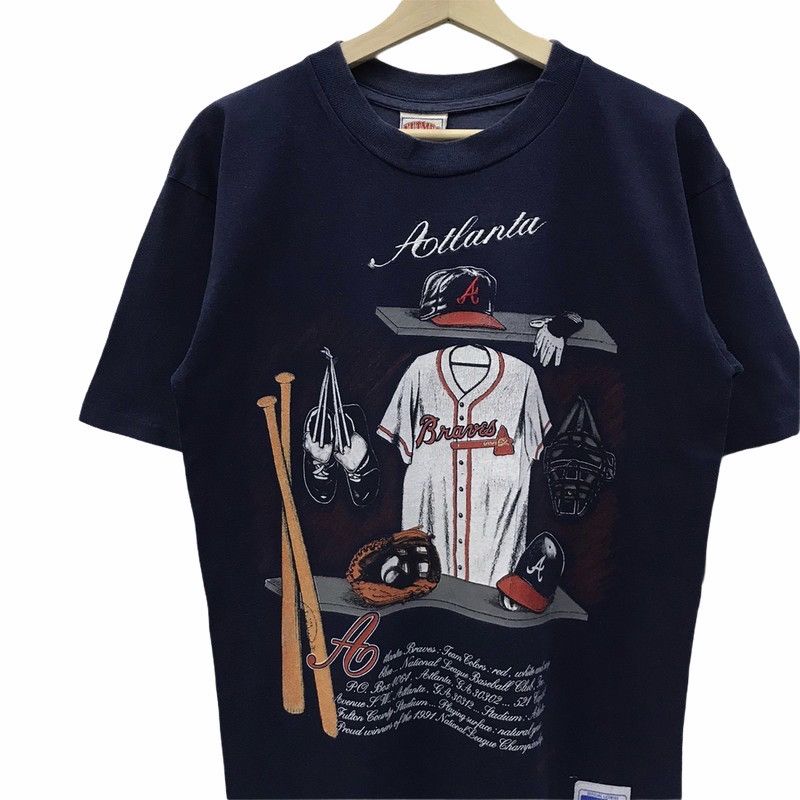 MLB × Nutmeg × Vintage Rare Vintage 1992 MLB Atlanta Spellout Embroidery Tee Size US M / EU 48-50 / 2 - 2 Thumbnail