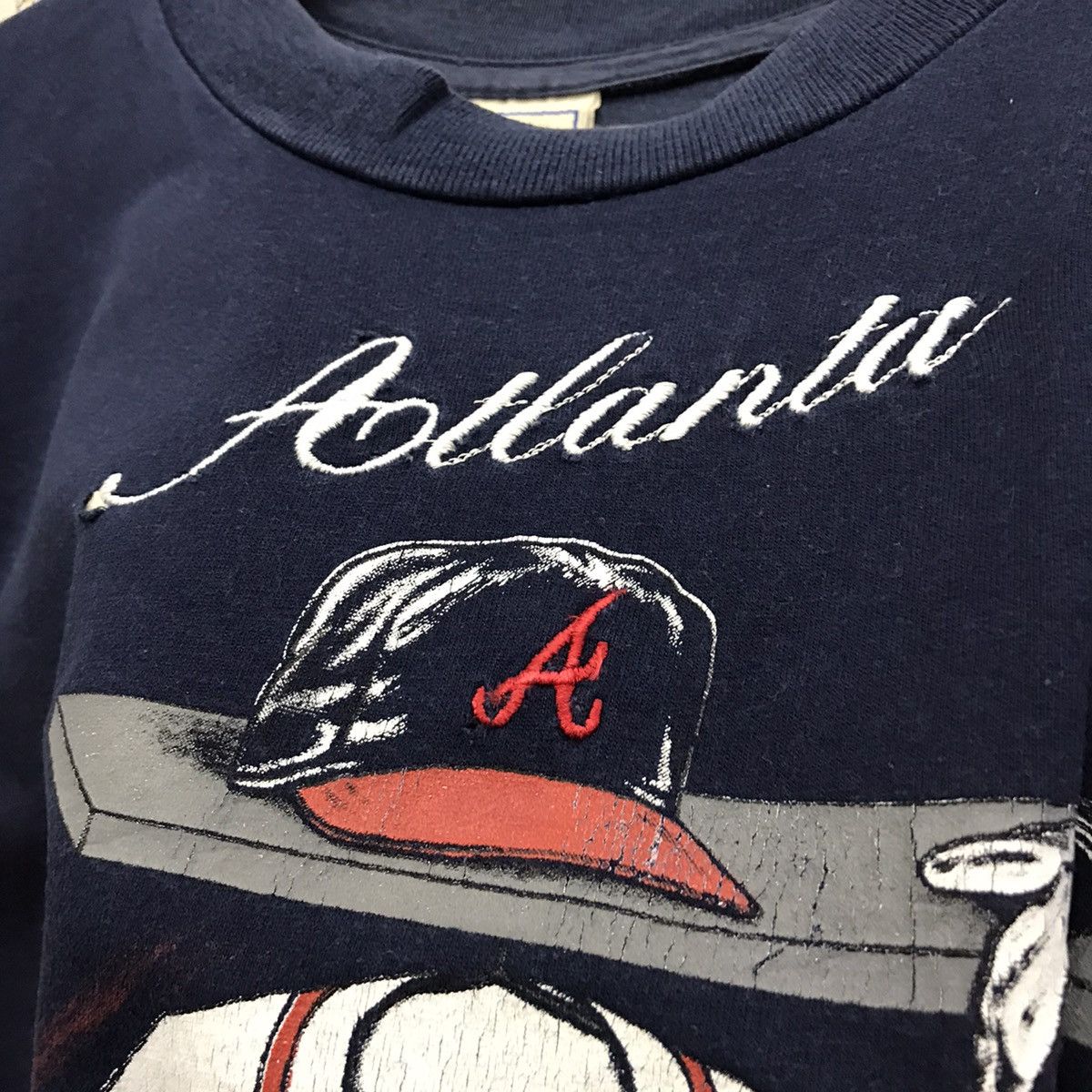 MLB × Nutmeg × Vintage Rare Vintage 1992 MLB Atlanta Spellout Embroidery Tee Size US M / EU 48-50 / 2 - 4 Thumbnail