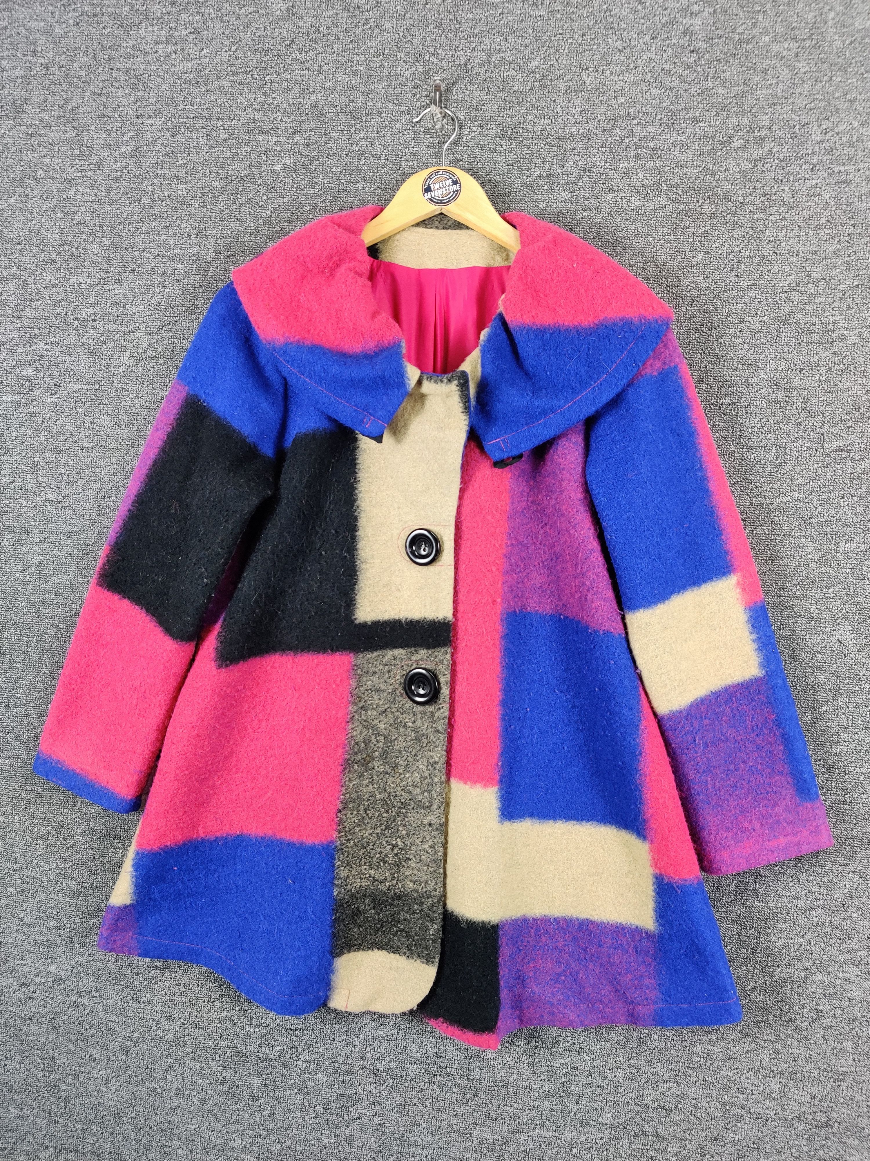 Japanese Brand Vintage Via Faburrica Wool Plaid Coat Nice Design Size US M / EU 48-50 / 2 - 2 Thumbnail