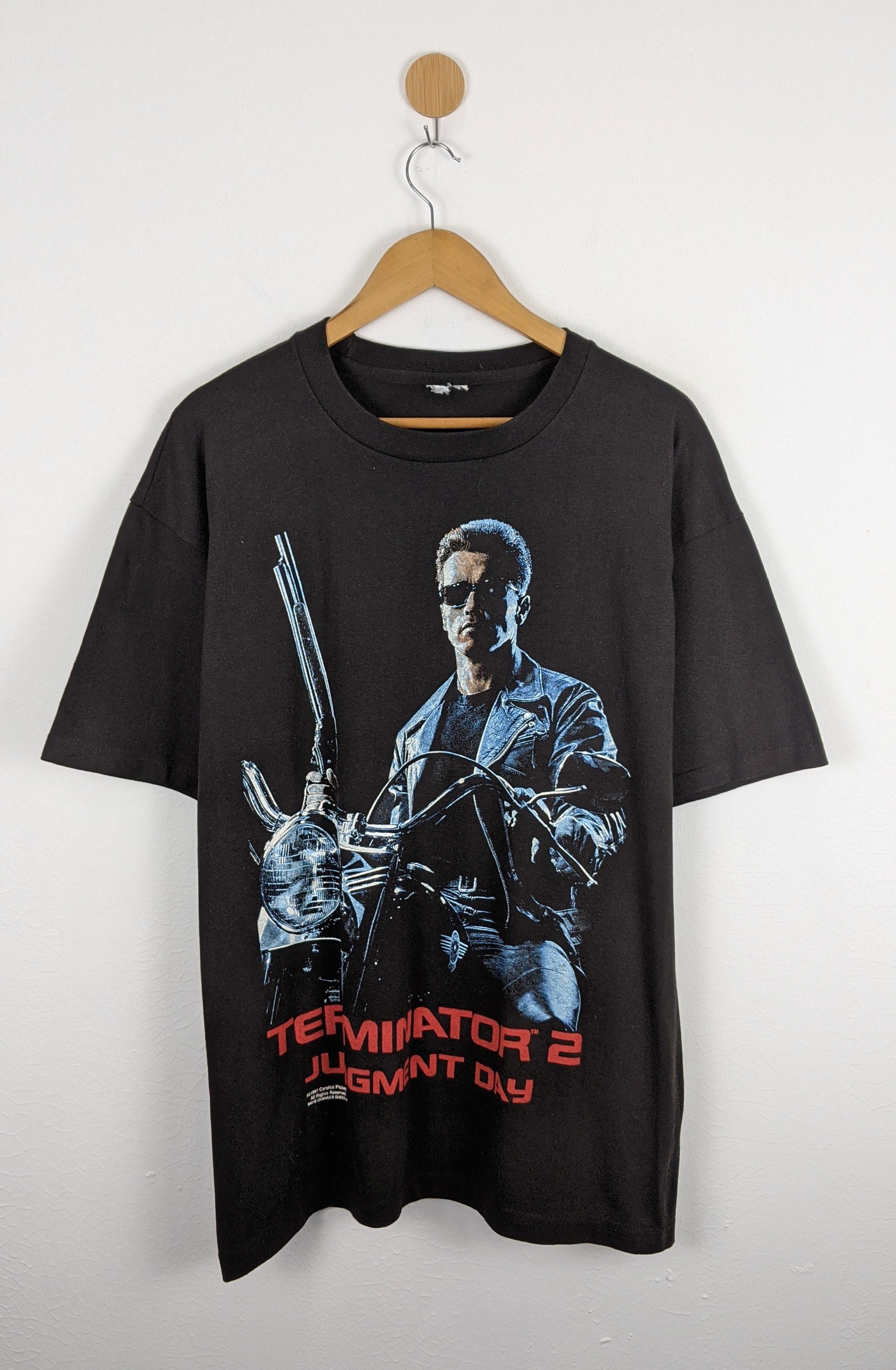 image of Terminator 2 Judgement Day Cult Movie Shirt 90's in Black, Men's (Size Large)