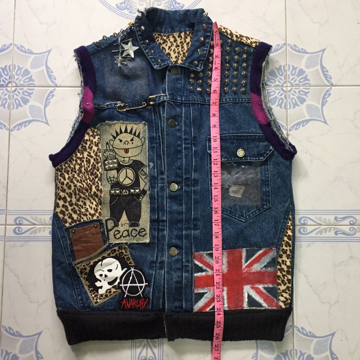 Denime Glued Patchy Custom Made Punk Vest Like Greg Lauren Design Size US M / EU 48-50 / 2 - 24 Thumbnail