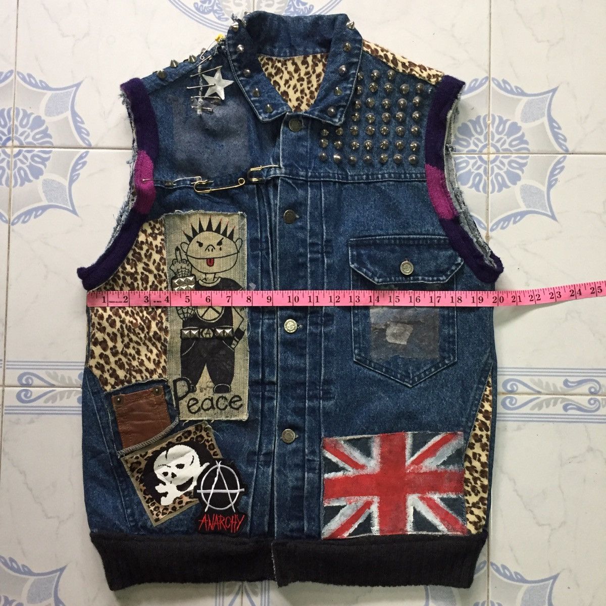 Denime Glued Patchy Custom Made Punk Vest Like Greg Lauren Design Size US M / EU 48-50 / 2 - 23 Thumbnail