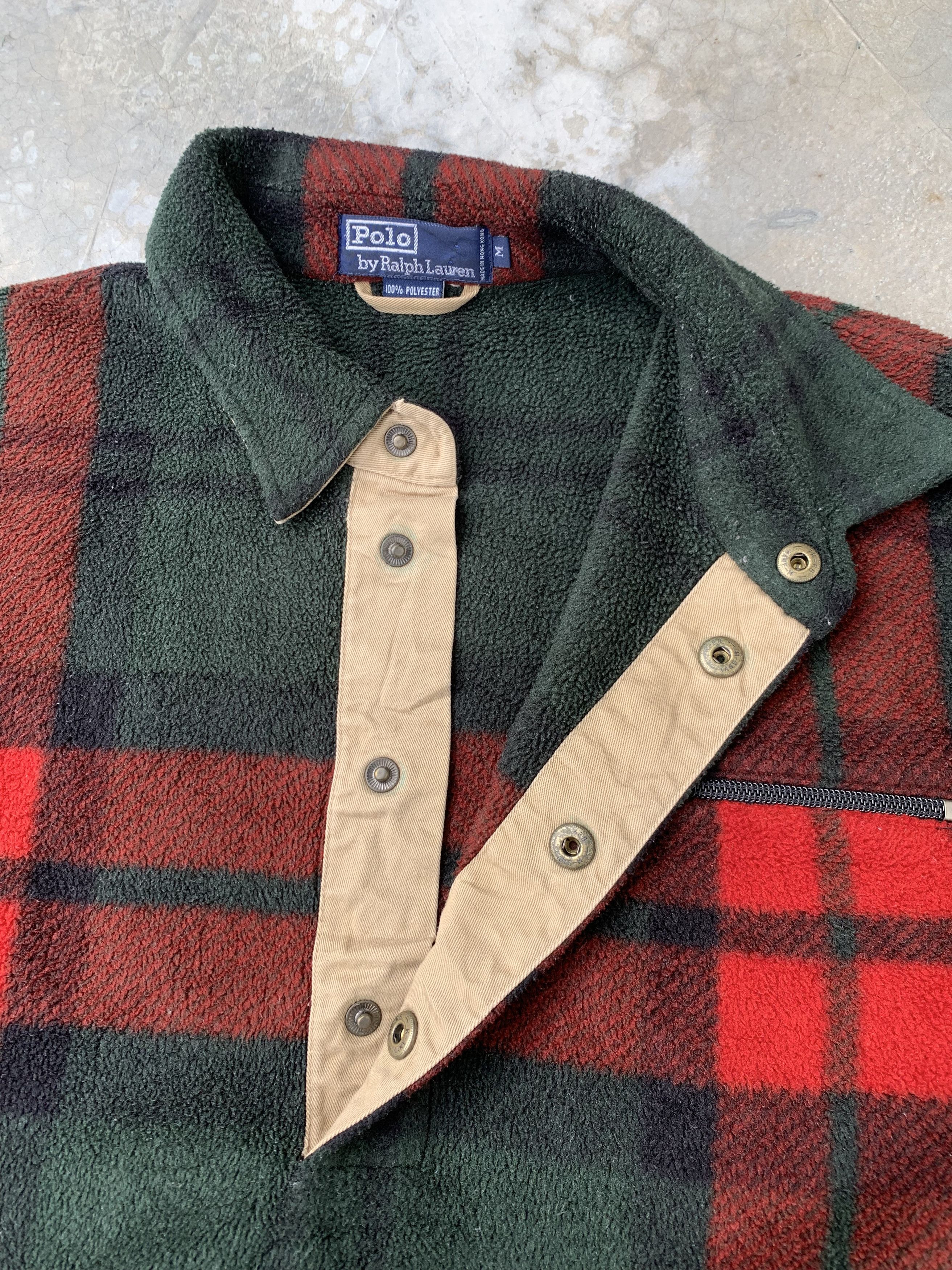 Vintage Polo Ralph Lauren Plaid Check Fleece Jacket