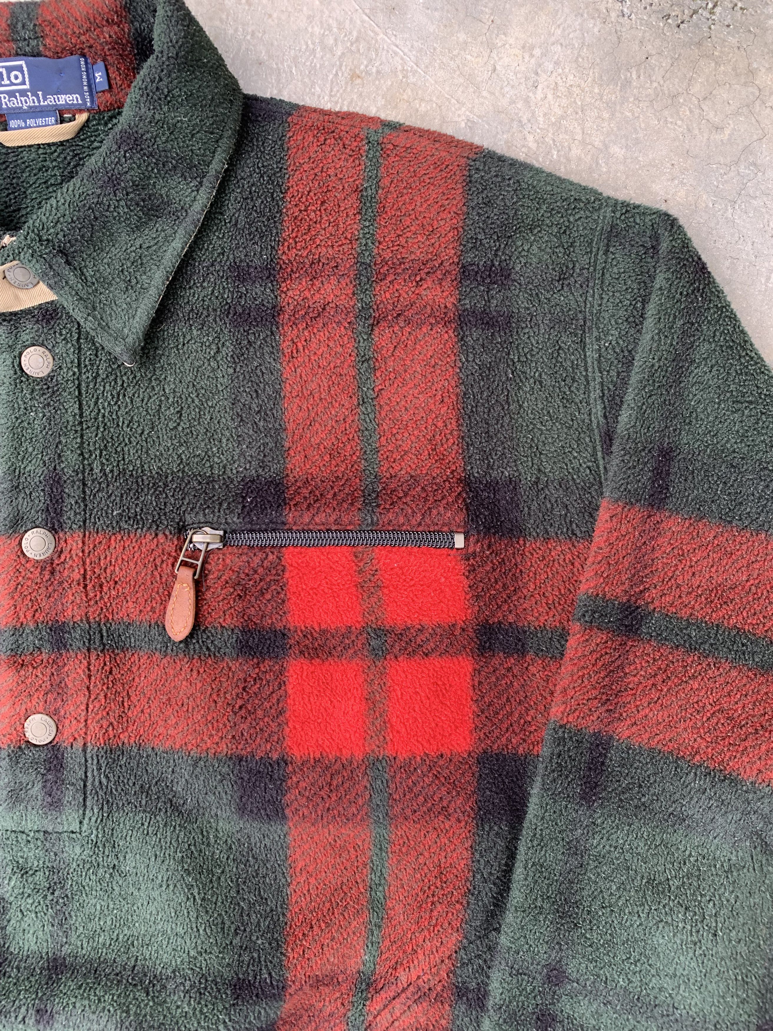 Vintage Polo Ralph Lauren Plaid Check Fleece Jacket