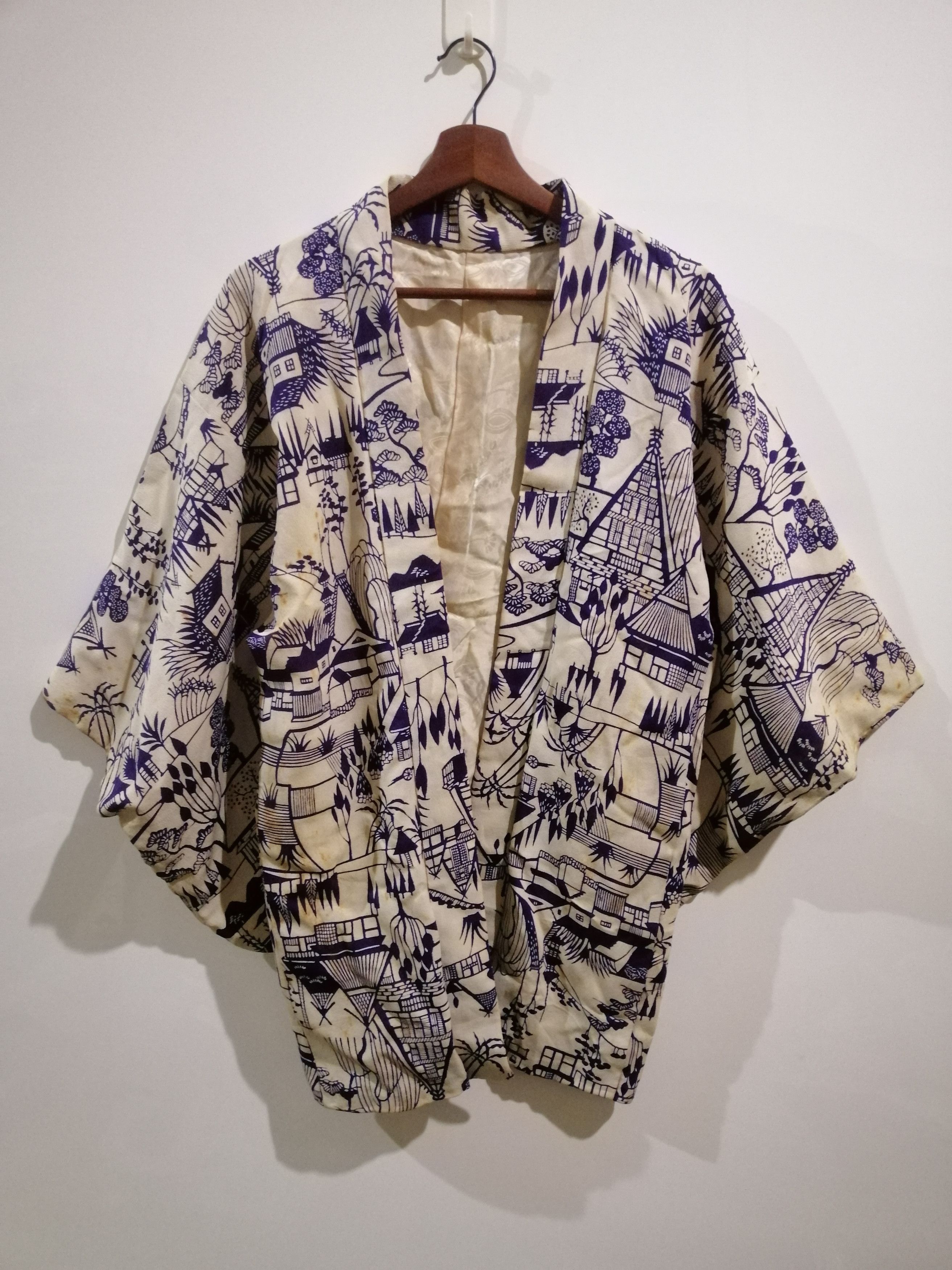 Vintage full print kimono noragi haori hanten jinbei K2
