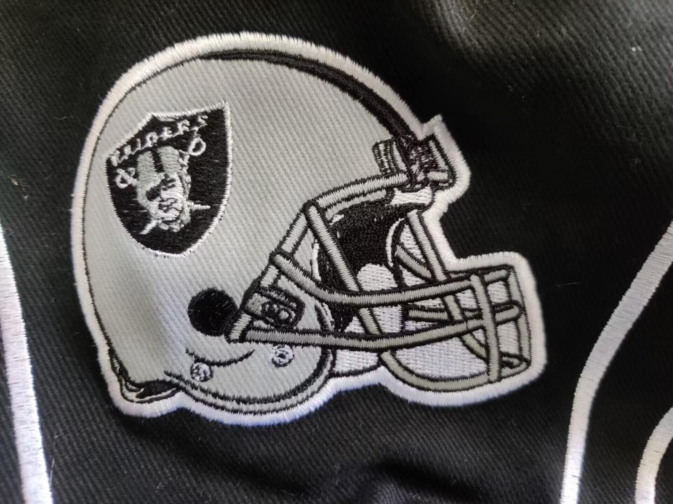 NFL Raiders Flames Embroidered Patch Varsity Jacket Black XL Size US XL / EU 56 / 4 - 5 Thumbnail