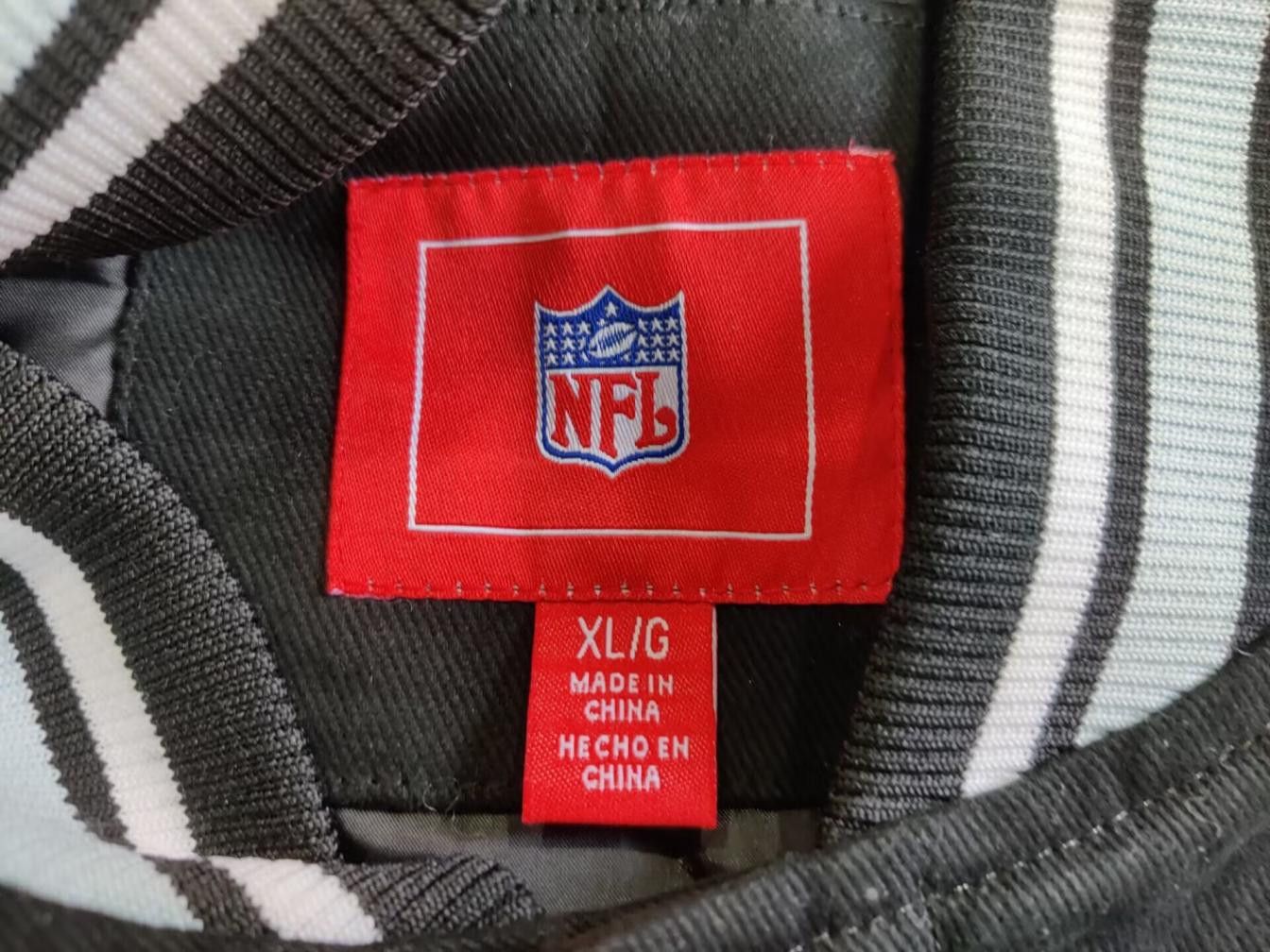 NFL Raiders Flames Embroidered Patch Varsity Jacket Black XL Size US XL / EU 56 / 4 - 7 Thumbnail