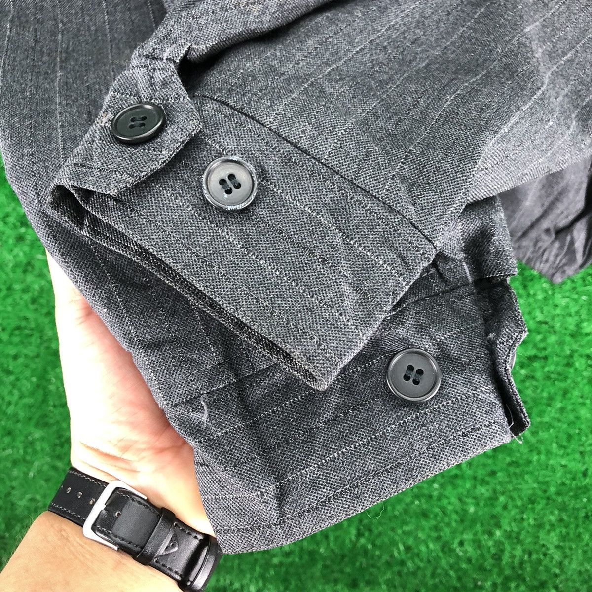 Japanese Brand Vintage 90's Wool Casual Work Striped Jacket by Jun Men Size US S / EU 44-46 / 1 - 12 Thumbnail