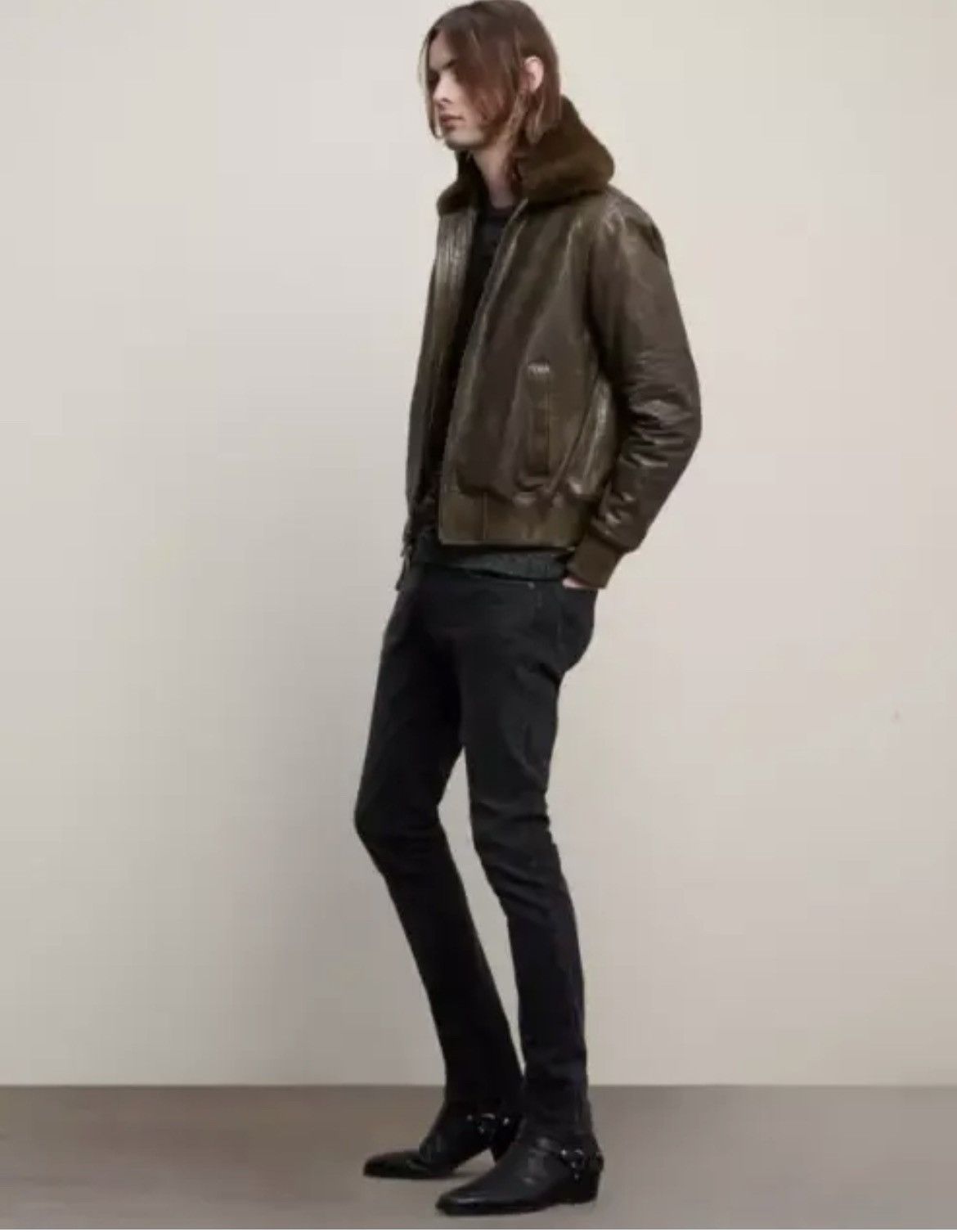 John Varvatos Tommy Bomber Removable Shearling Collar Leather small Size US S / EU 44-46 / 1 - 4 Thumbnail