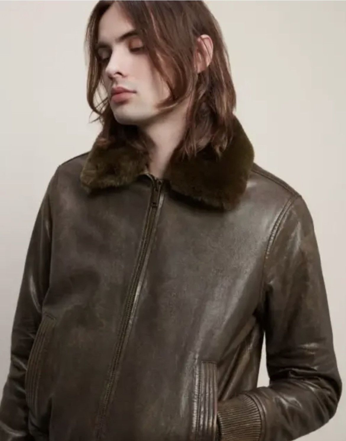 John Varvatos Tommy Bomber Removable Shearling Collar Leather small Size US S / EU 44-46 / 1 - 5 Thumbnail