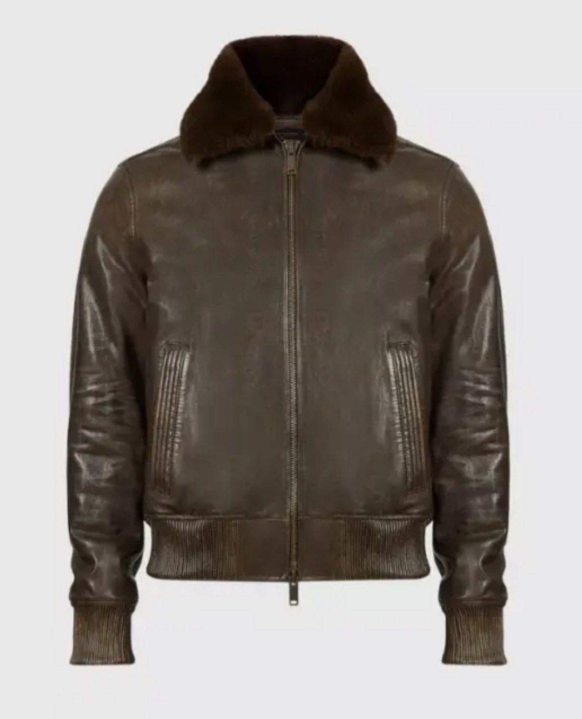 John Varvatos Tommy Bomber Removable Shearling Collar Leather small Size US S / EU 44-46 / 1 - 2 Thumbnail