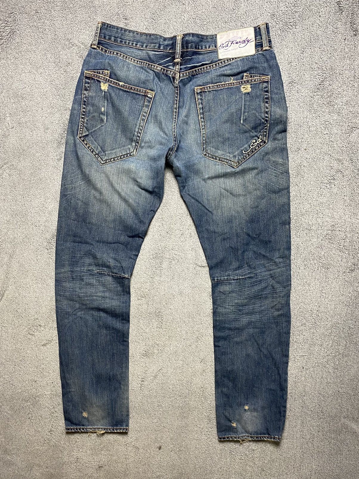 Pre-owned Christian Audigier X Ed Hardy Vintage Y2k Ed Hardy By Christian Audigier Jeans In Denim
