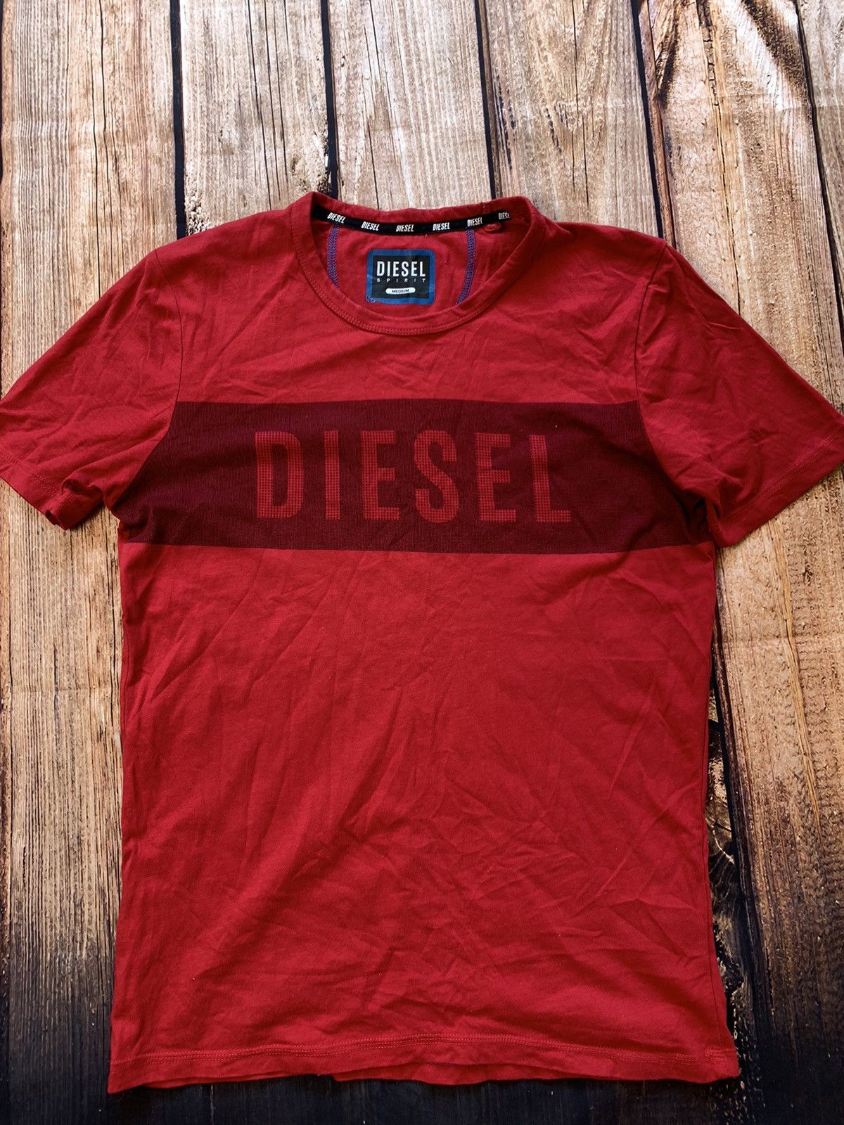 Pre-owned Diesel T Shirt  Y2k Big Logo Japan Style In Red