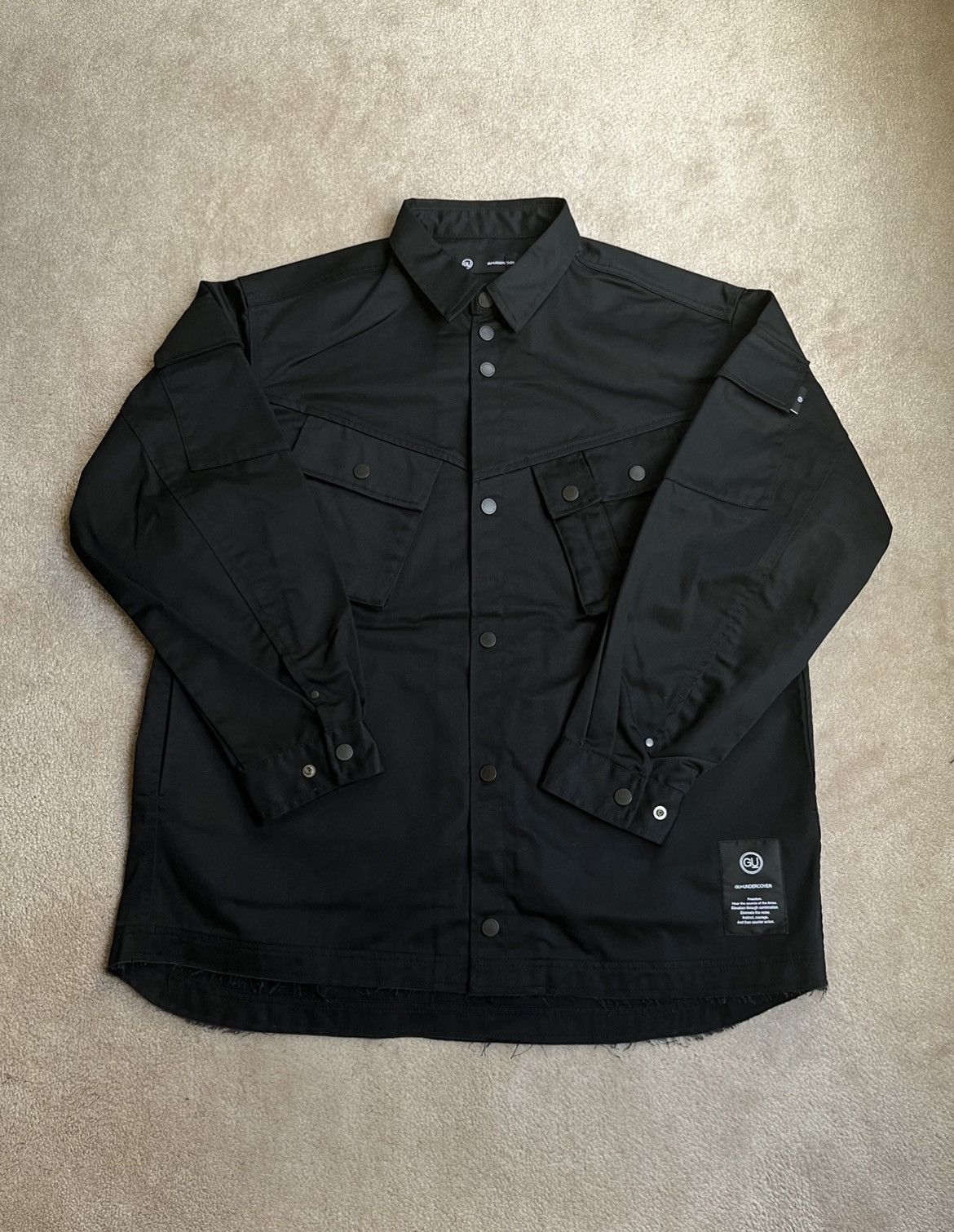 image of Undercover X Gu Tactical Utility Cargo Jacket in Black, Men's (Size XL)