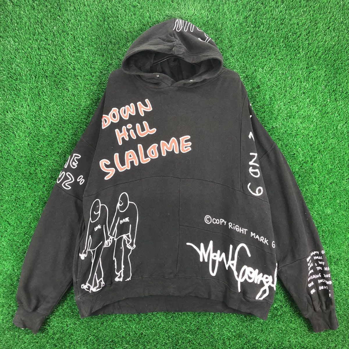 image of Archival Clothing x Skategang Mark Gonzales Full Print Sweatshirt Hoodie Baggy Pullover in Black (S