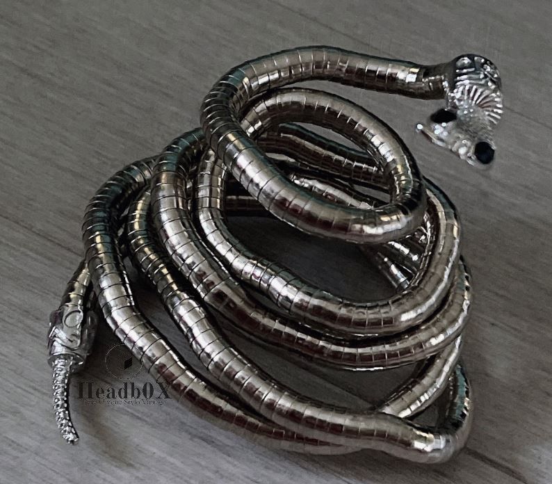 Jewelry Adjustable Silver Color Snake Necklace Size ONE SIZE - 3 Thumbnail