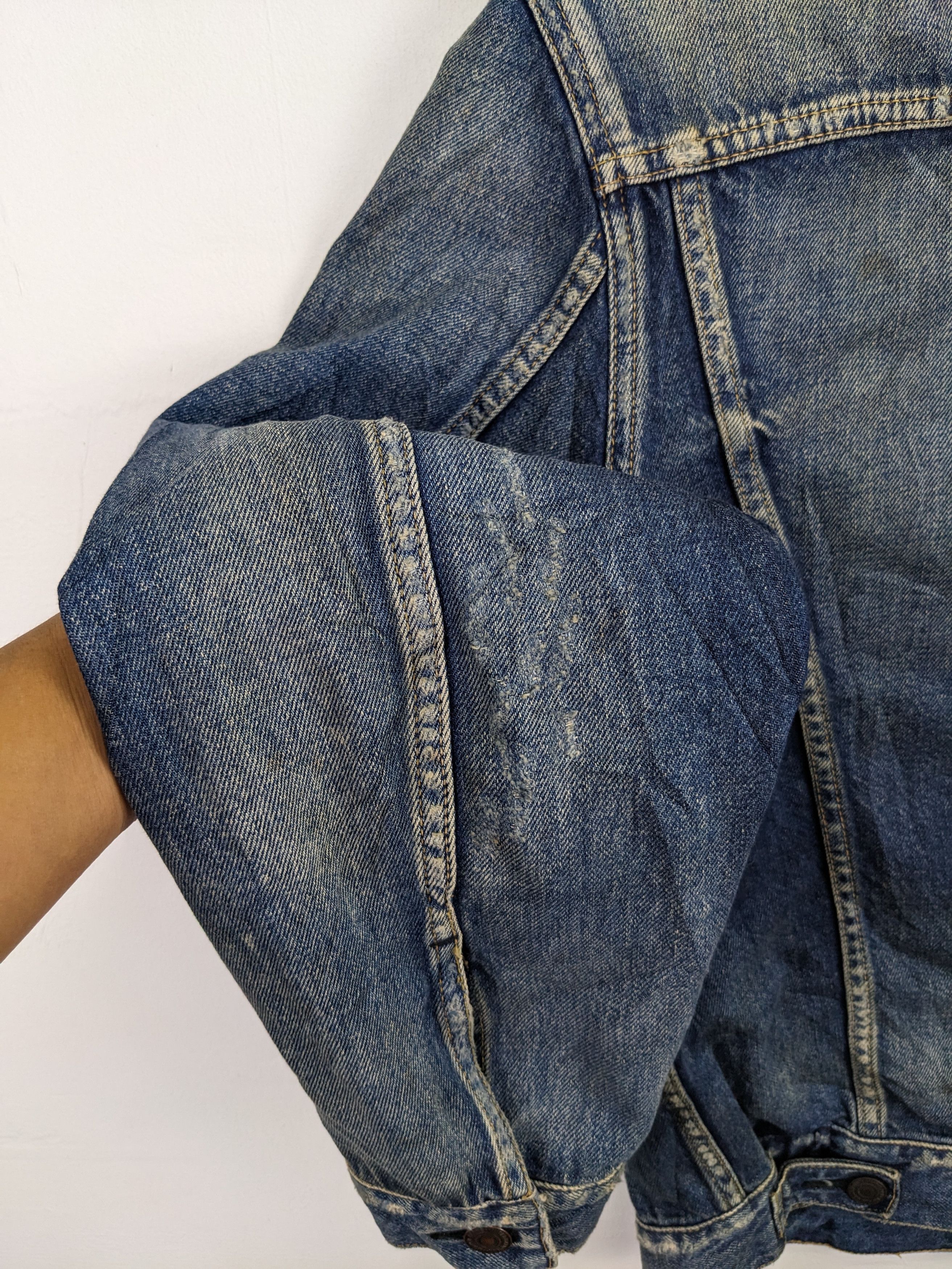 If Six Was Nine × Le Grande Bleu (L.G.B.) Vintage 1990s Denim Jacket Distressed Kapital Style Size M / US 6-8 / IT 42-44 - 18 Thumbnail