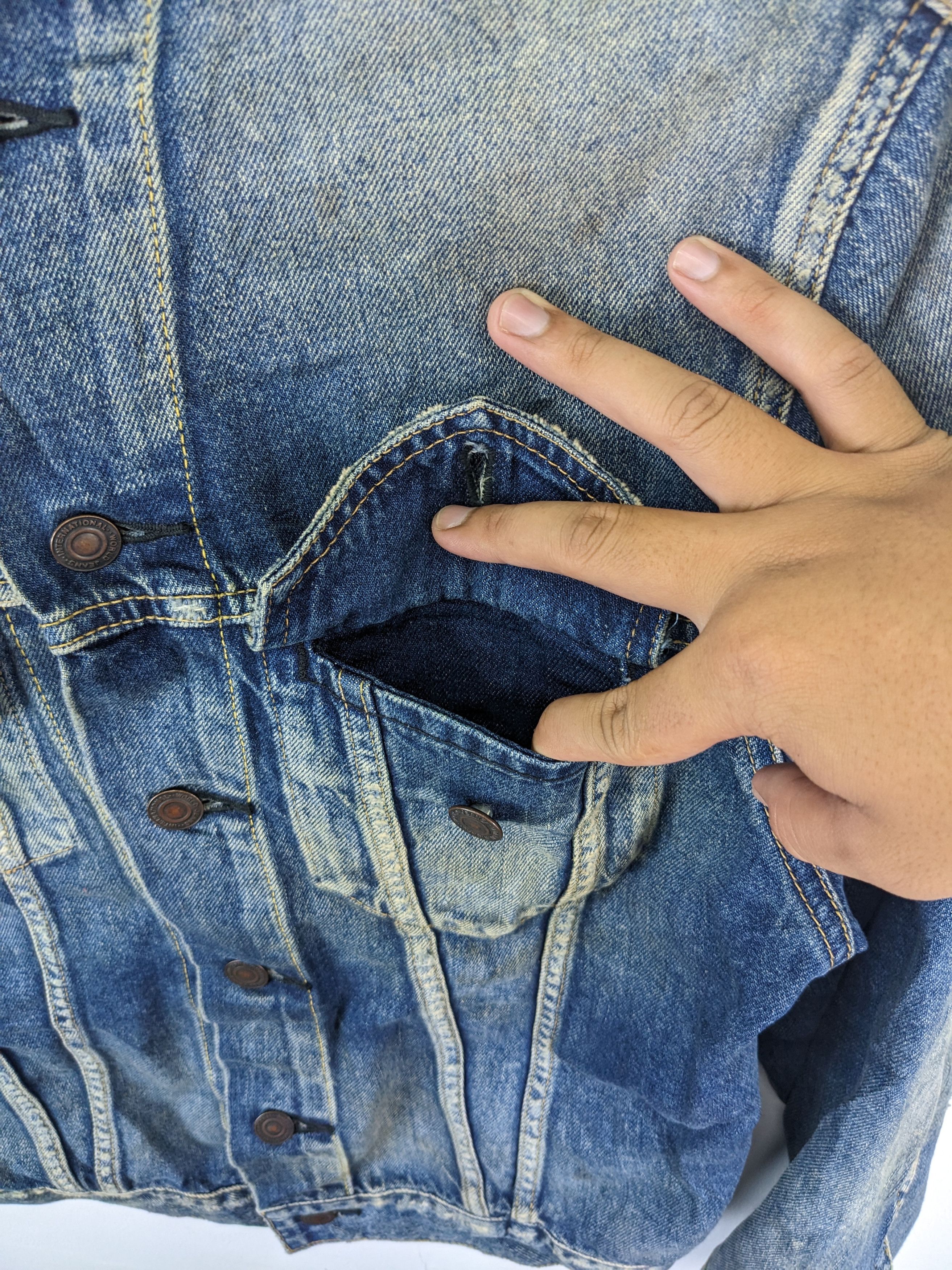 If Six Was Nine × Le Grande Bleu (L.G.B.) Vintage 1990s Denim Jacket Distressed Kapital Style Size M / US 6-8 / IT 42-44 - 11 Thumbnail
