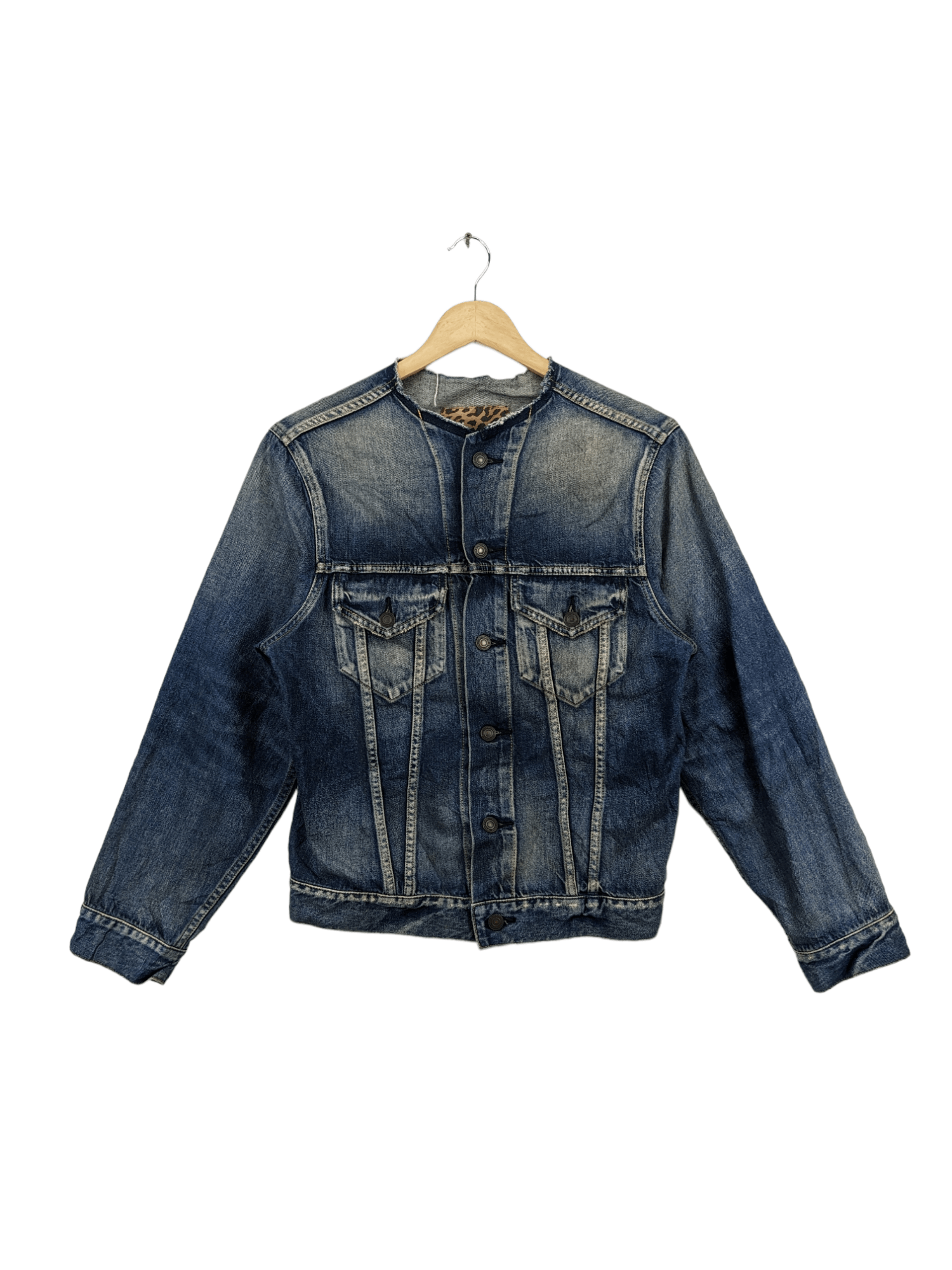 If Six Was Nine × Le Grande Bleu (L.G.B.) Vintage 1990s Denim Jacket Distressed Kapital Style Size M / US 6-8 / IT 42-44 - 1 Thumbnail
