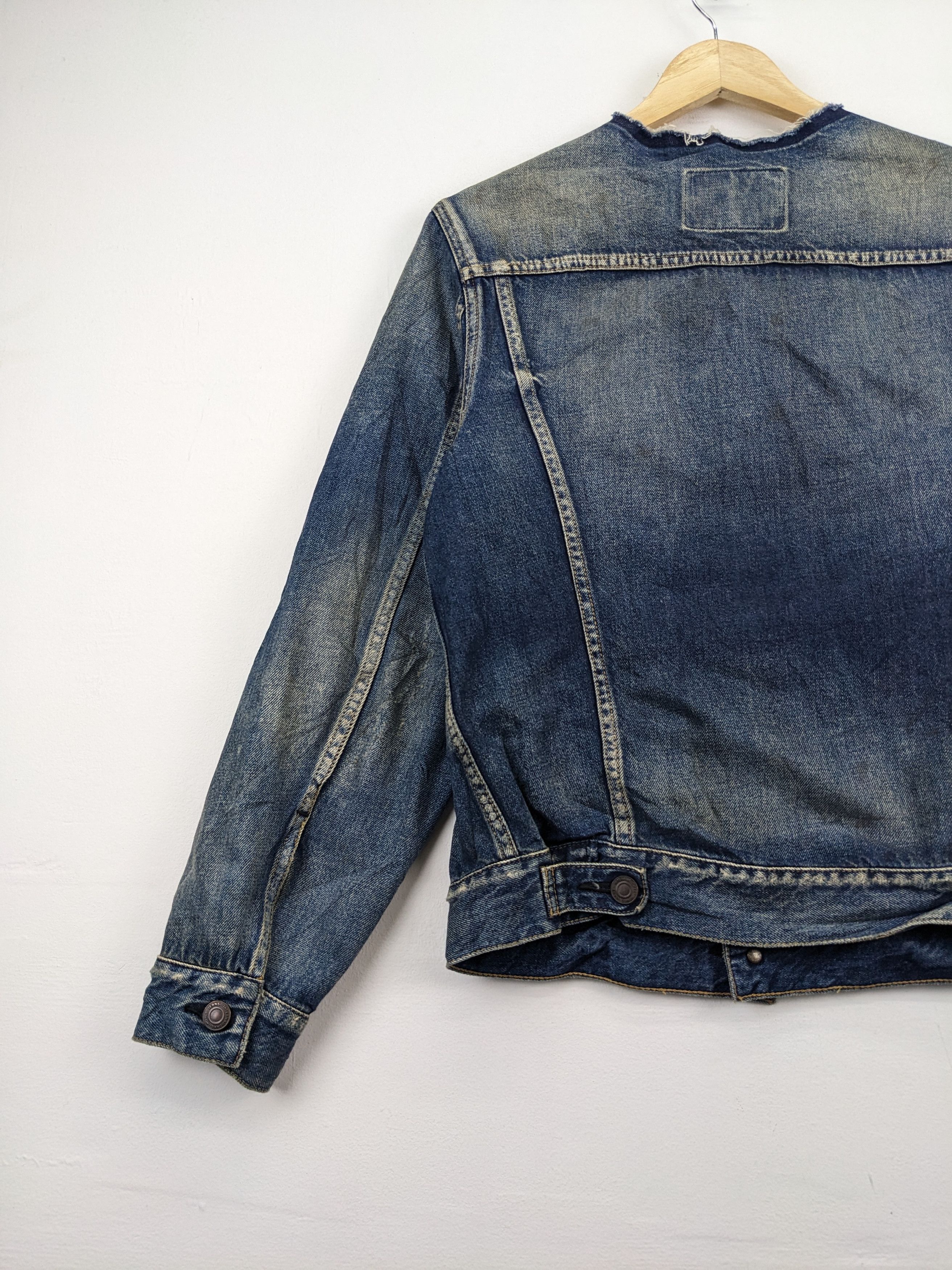 If Six Was Nine × Le Grande Bleu (L.G.B.) Vintage 1990s Denim Jacket Distressed Kapital Style Size M / US 6-8 / IT 42-44 - 16 Thumbnail