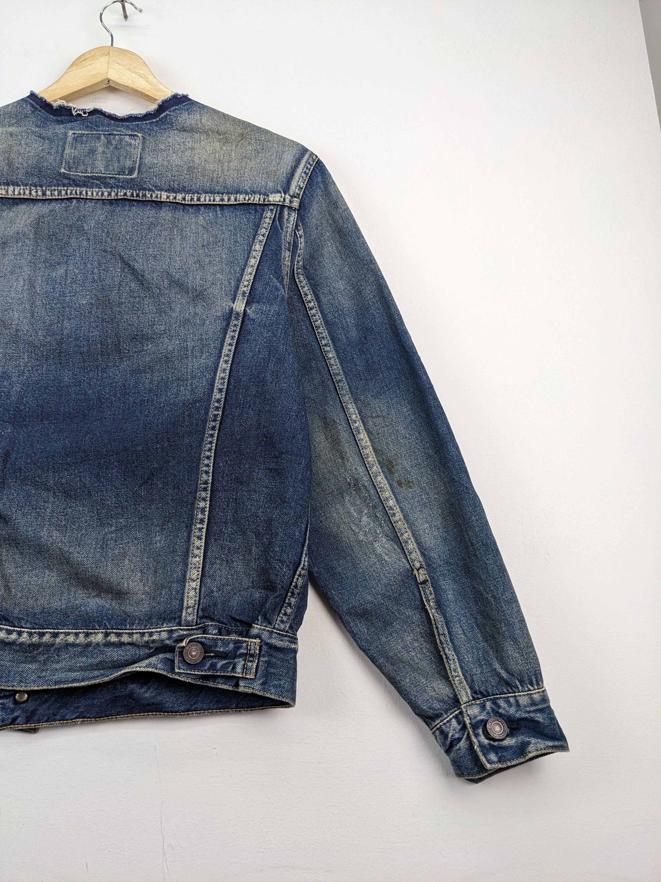 If Six Was Nine × Le Grande Bleu (L.G.B.) Vintage 1990s Denim Jacket Distressed Kapital Style Size M / US 6-8 / IT 42-44 - 15 Thumbnail