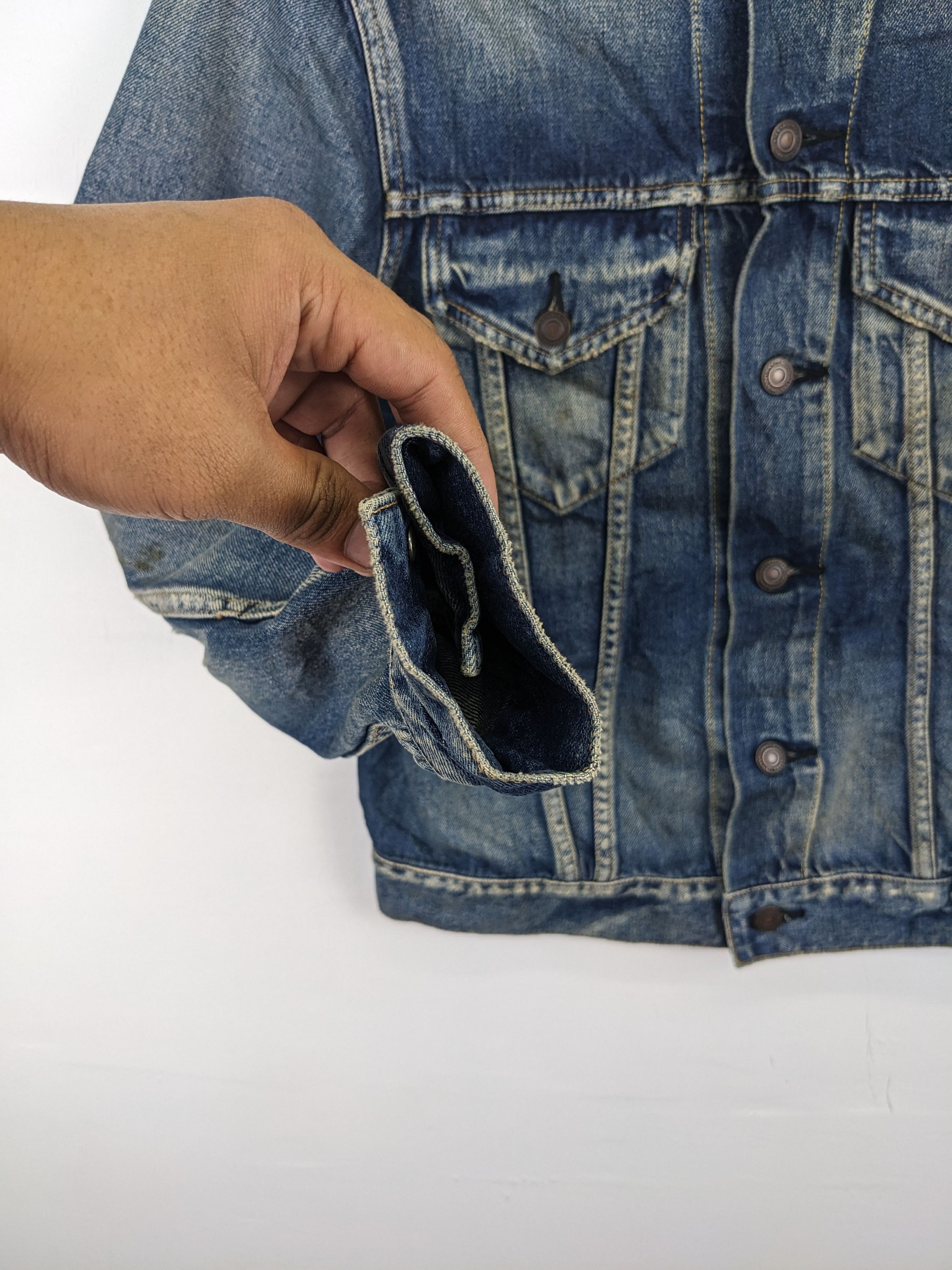 If Six Was Nine × Le Grande Bleu (L.G.B.) Vintage 1990s Denim Jacket Distressed Kapital Style Size M / US 6-8 / IT 42-44 - 8 Thumbnail