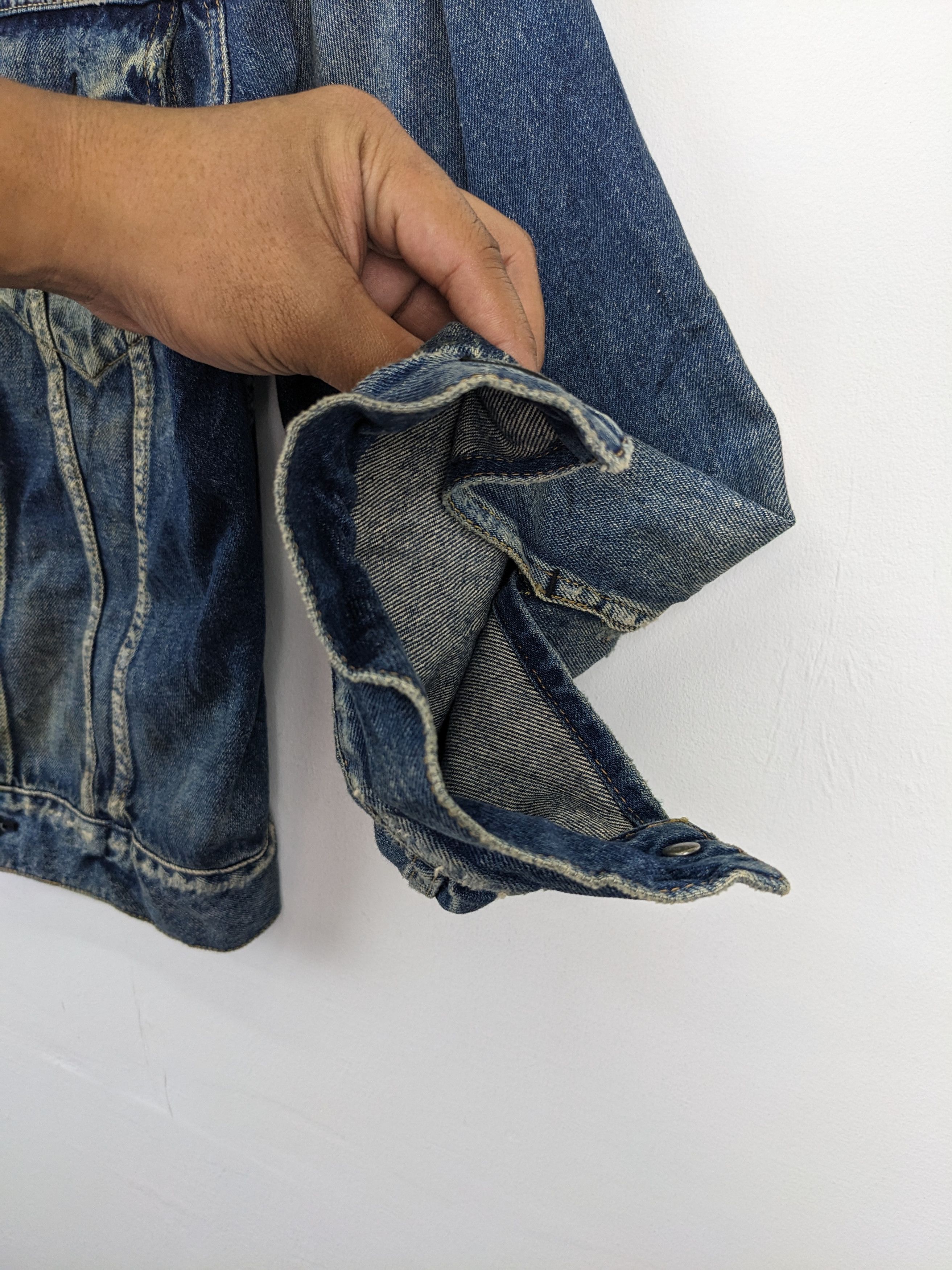 If Six Was Nine × Le Grande Bleu (L.G.B.) Vintage 1990s Denim Jacket Distressed Kapital Style Size M / US 6-8 / IT 42-44 - 5 Thumbnail
