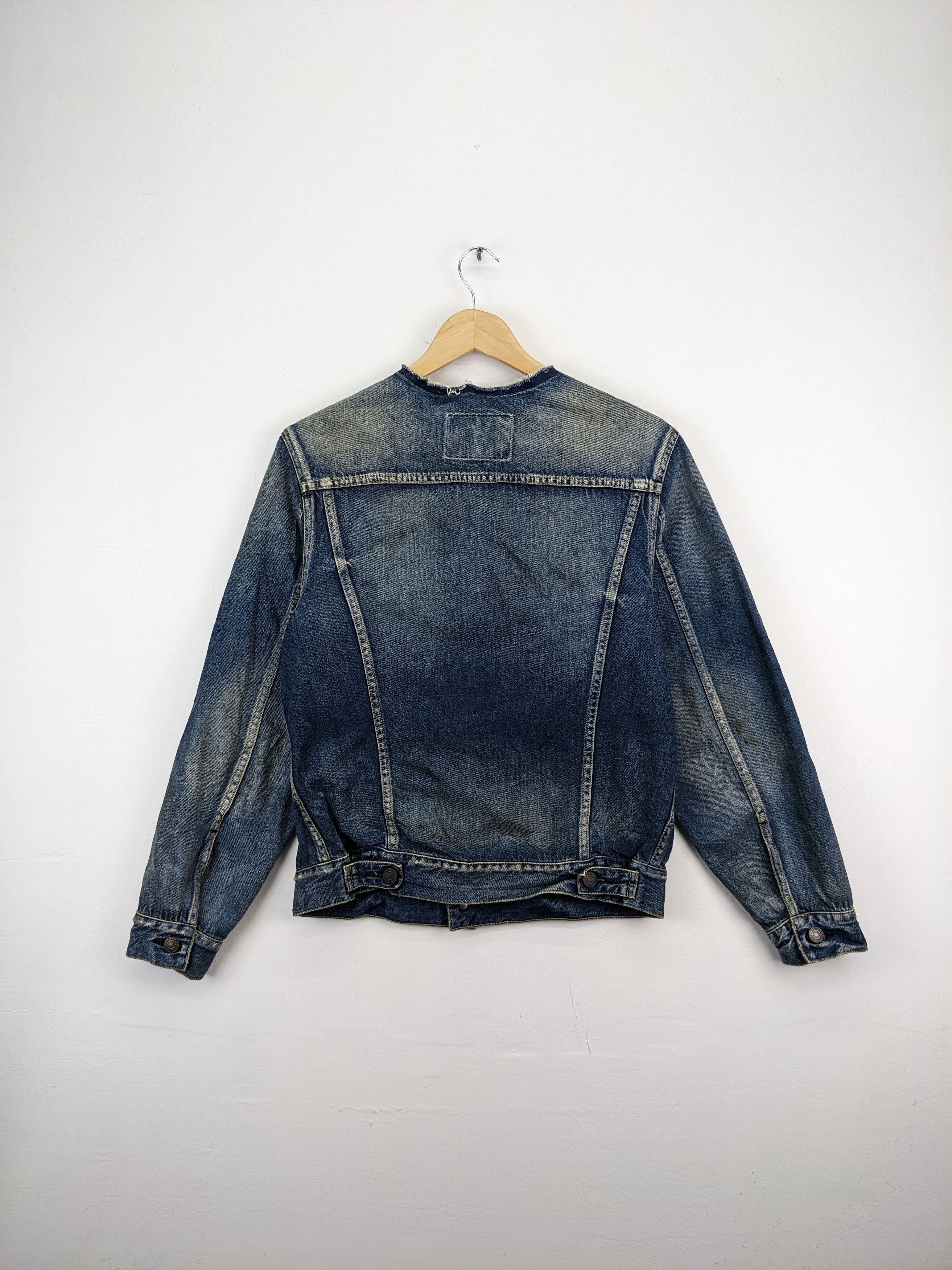 If Six Was Nine × Le Grande Bleu (L.G.B.) Vintage 1990s Denim Jacket Distressed Kapital Style Size M / US 6-8 / IT 42-44 - 2 Thumbnail