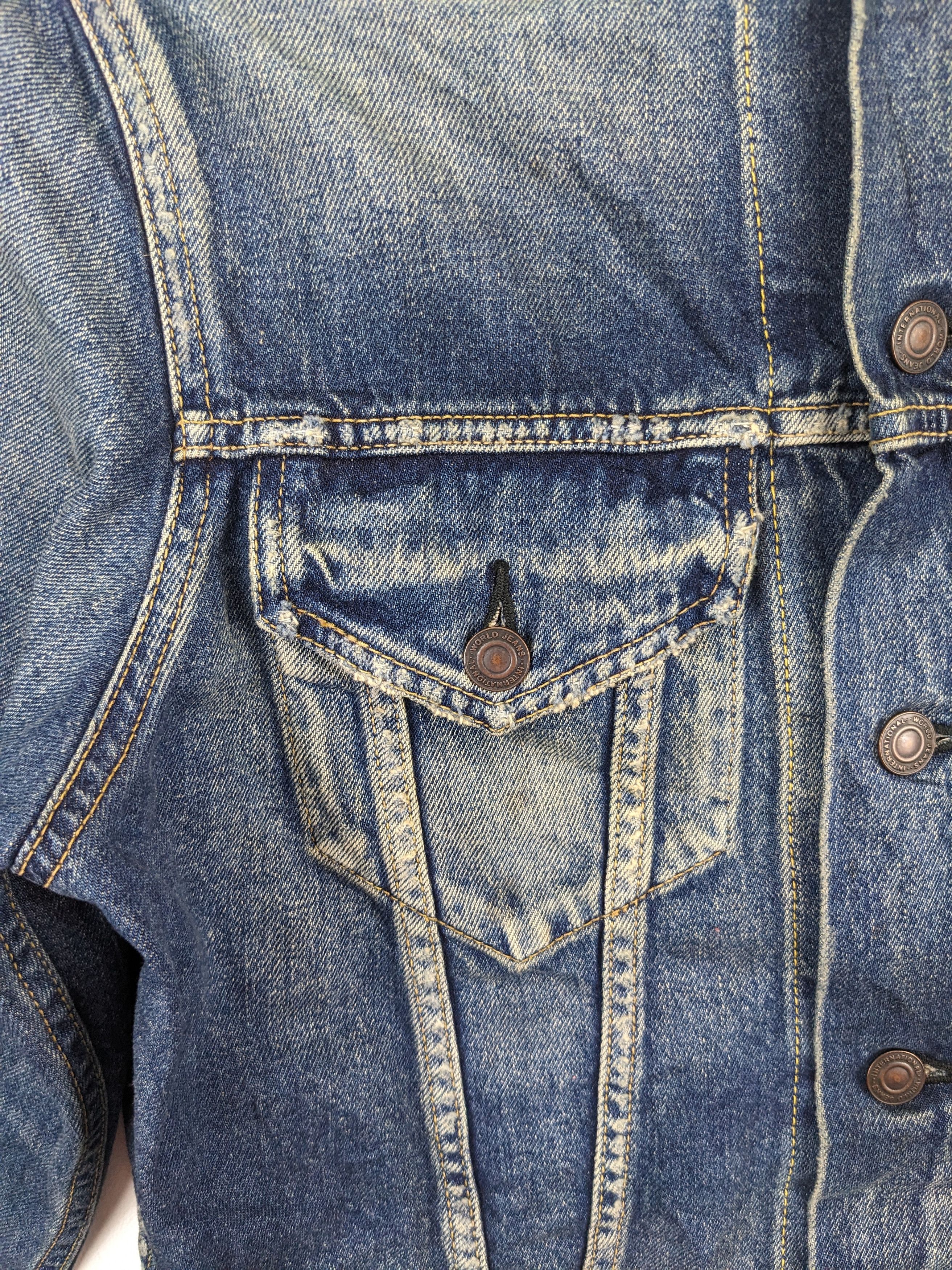 If Six Was Nine × Le Grande Bleu (L.G.B.) Vintage 1990s Denim Jacket Distressed Kapital Style Size M / US 6-8 / IT 42-44 - 14 Thumbnail