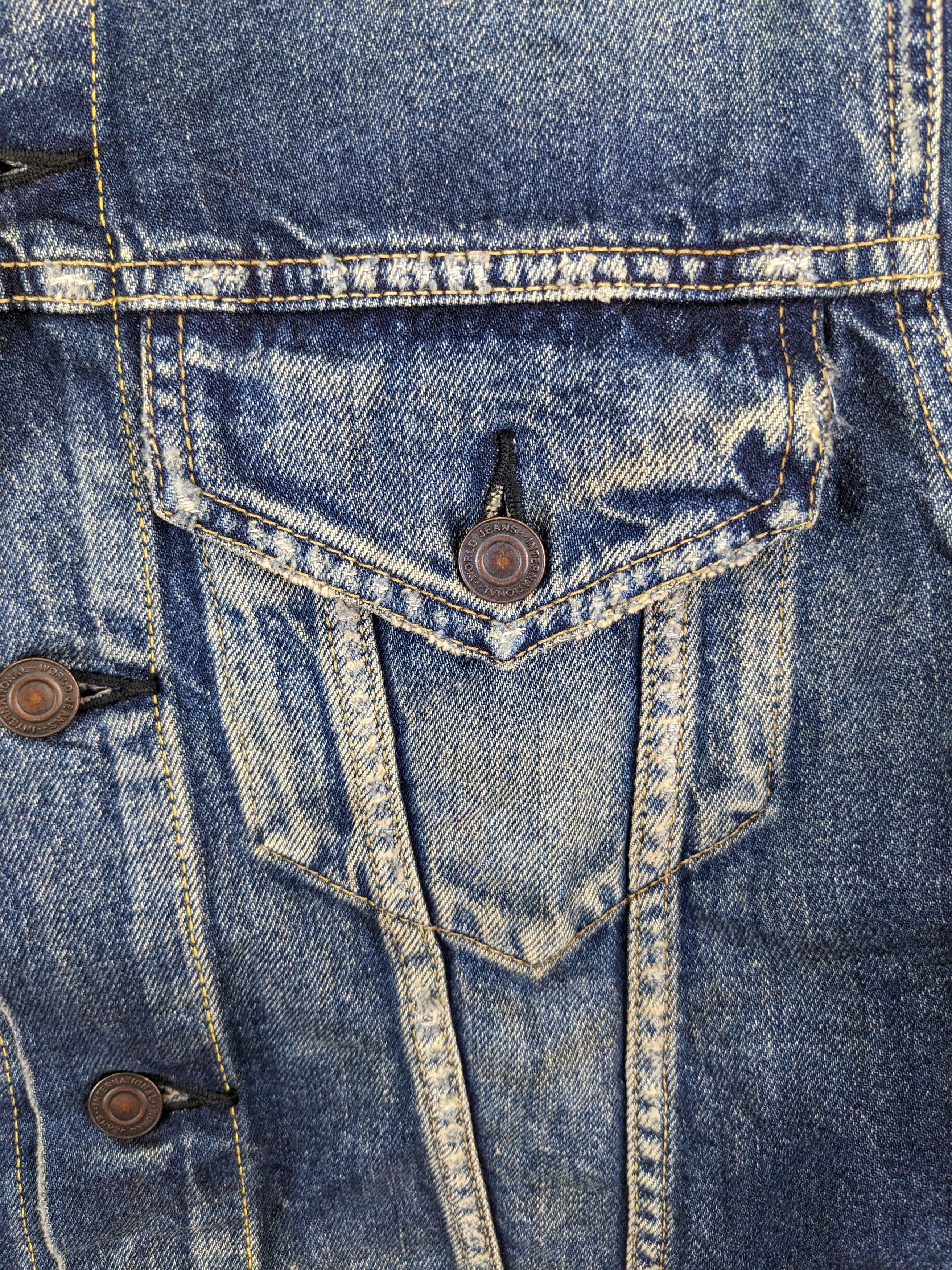 If Six Was Nine × Le Grande Bleu (L.G.B.) Vintage 1990s Denim Jacket Distressed Kapital Style Size M / US 6-8 / IT 42-44 - 10 Thumbnail