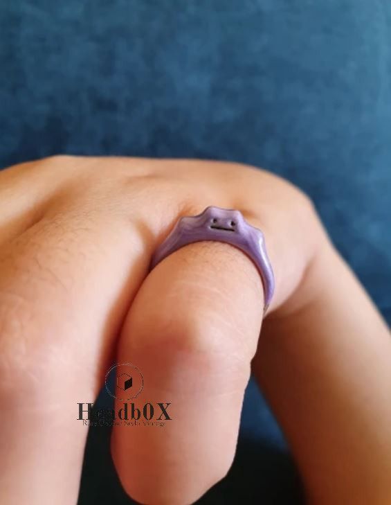 Japanese Brand Purple Cute Smiley Monster Ring Size ONE SIZE - 4 Thumbnail