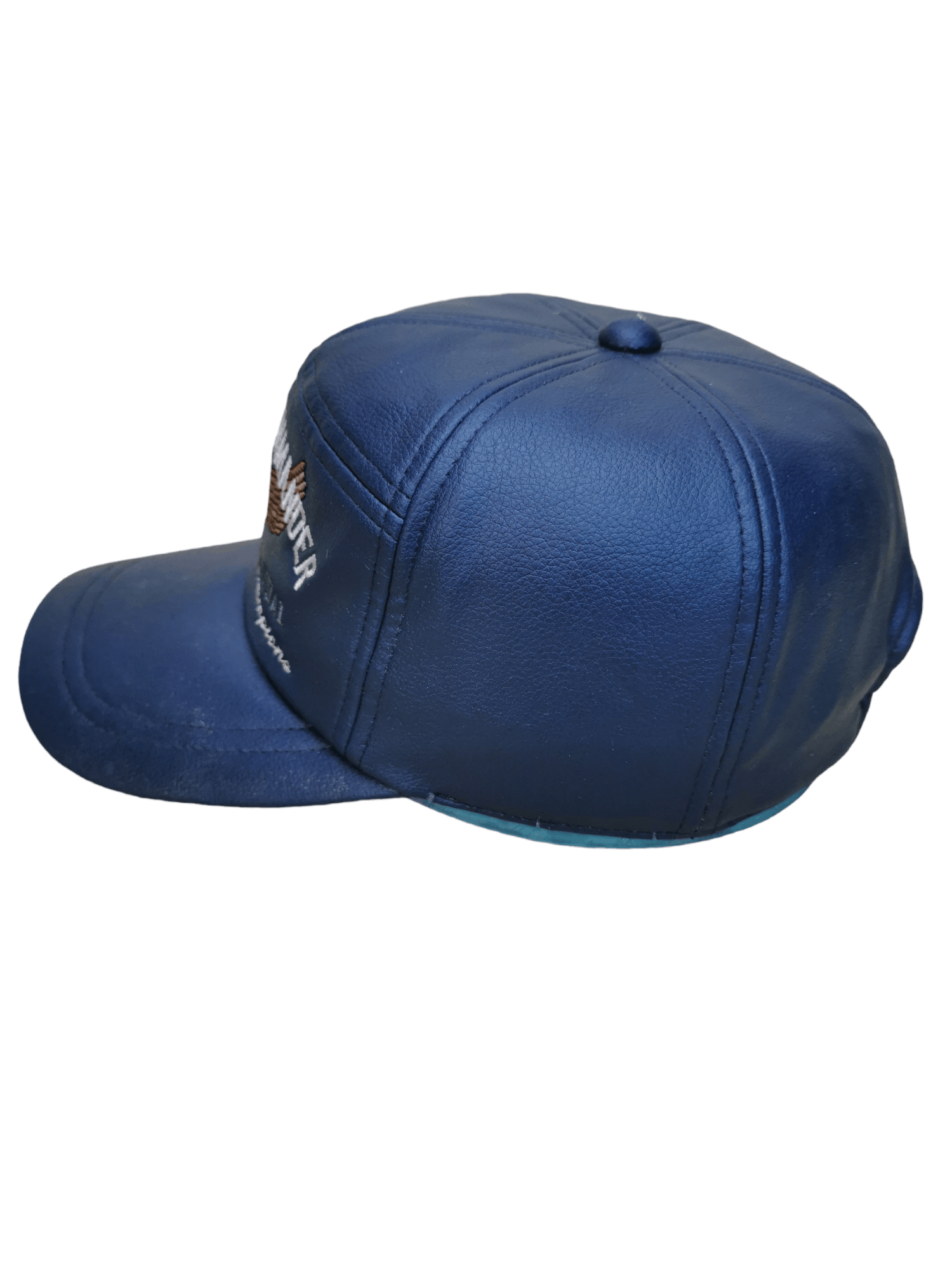 Leather EMERALD BLUE DESIGNER LEATHER HAT CAP Size ONE SIZE - 2 Thumbnail
