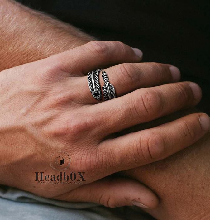 Jewelry Retro Feather Ring Size ONE SIZE - 2 Thumbnail