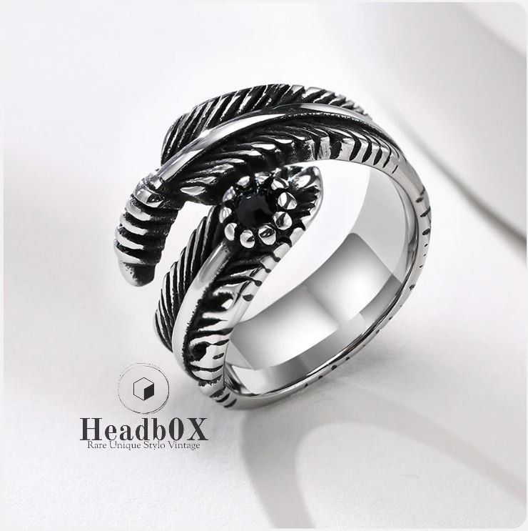 Jewelry Retro Feather Ring Size ONE SIZE - 1 Thumbnail
